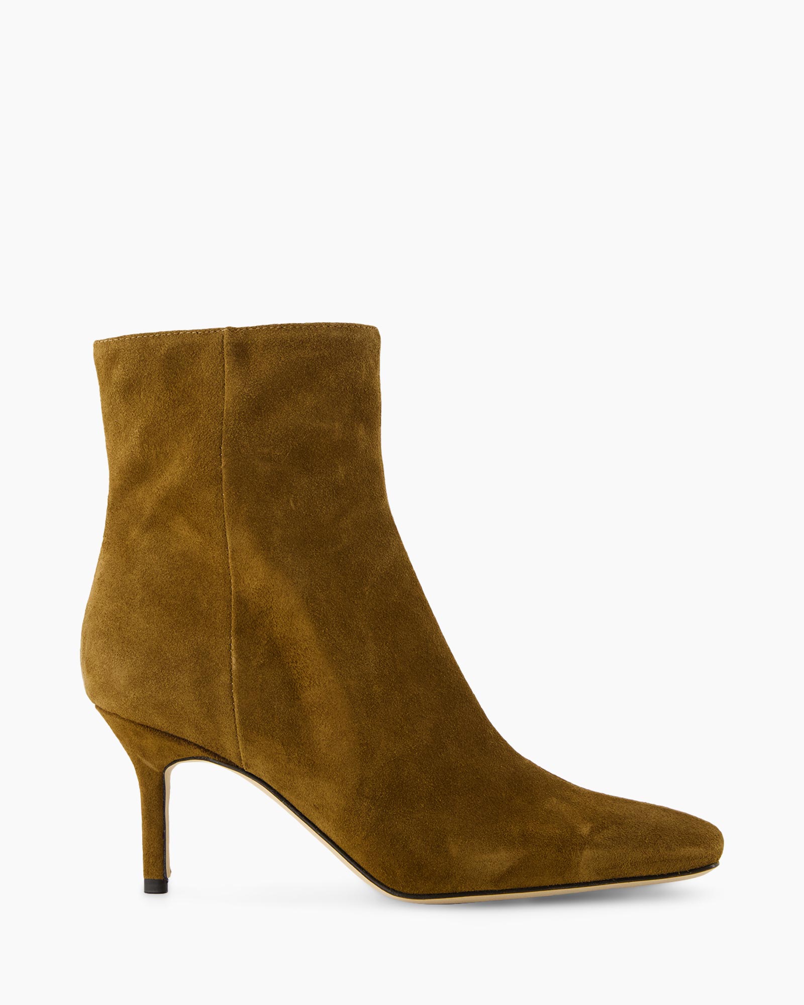 ankle boot, suede, brown, mid heel, pointed toe