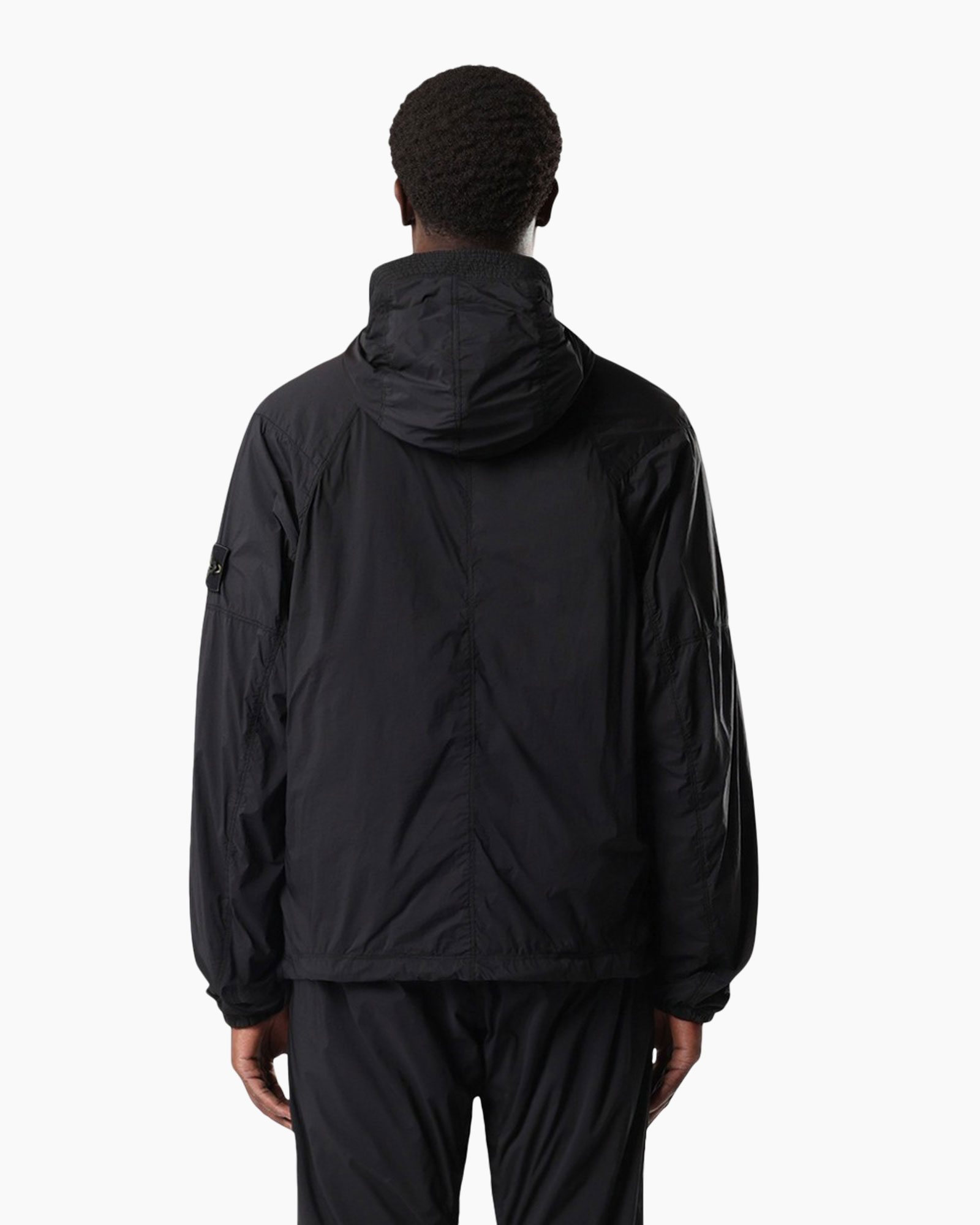 jacket, windbreaker, black, hooded, zipper