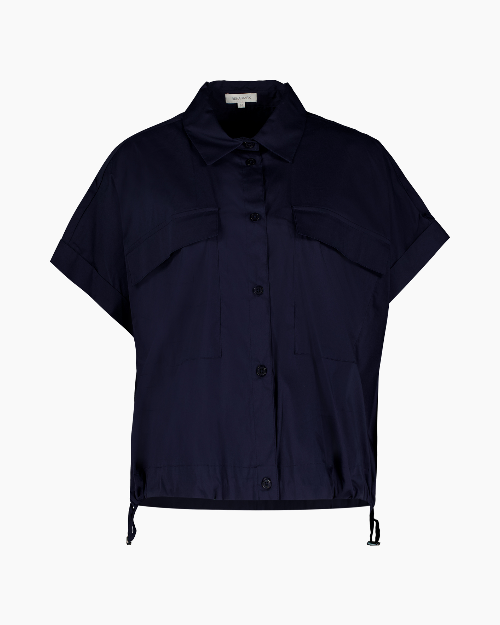 shirt, short-sleeve, button-up, navy, pockets