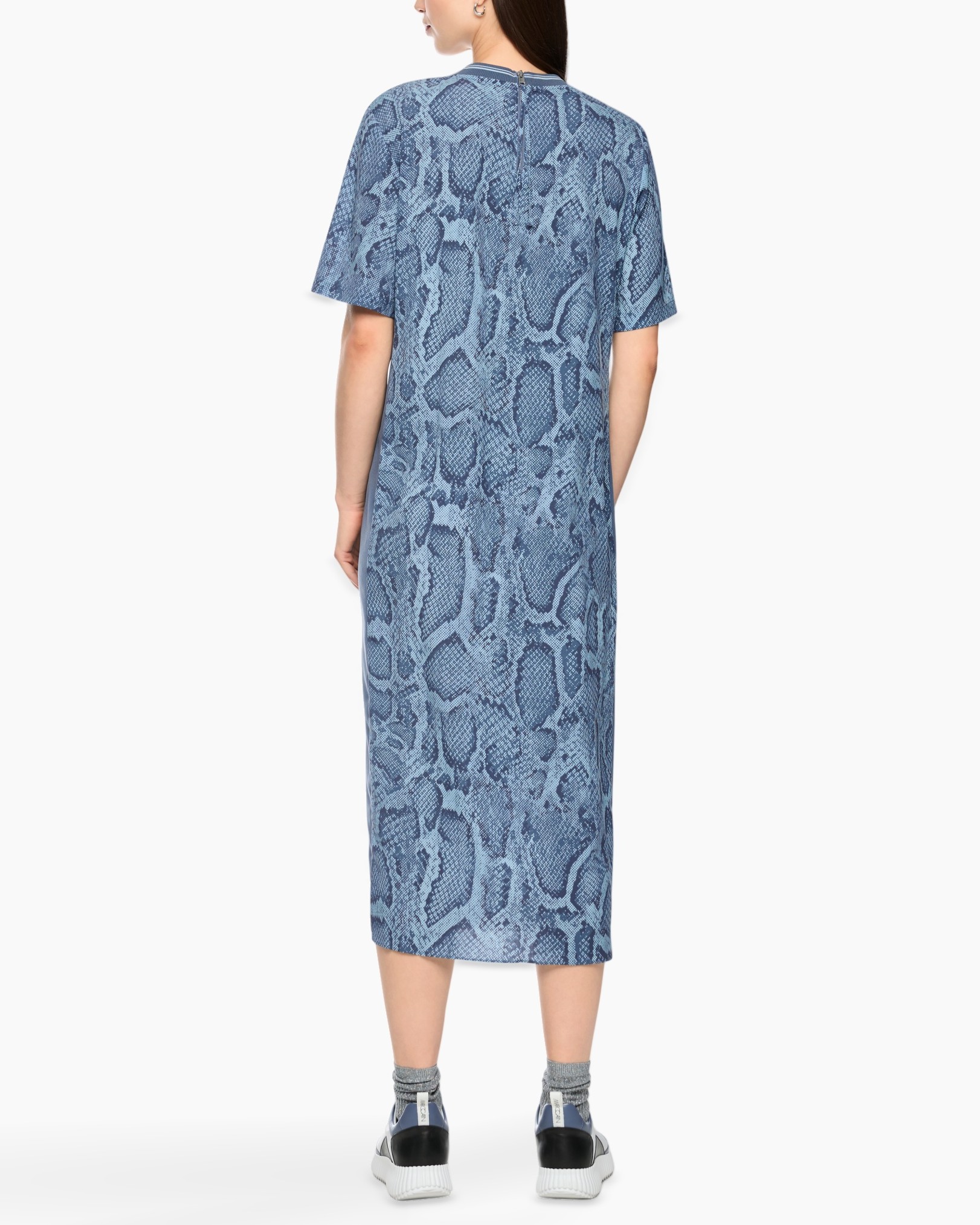 dresses, midi dress, snake print, short sleeve, side slit