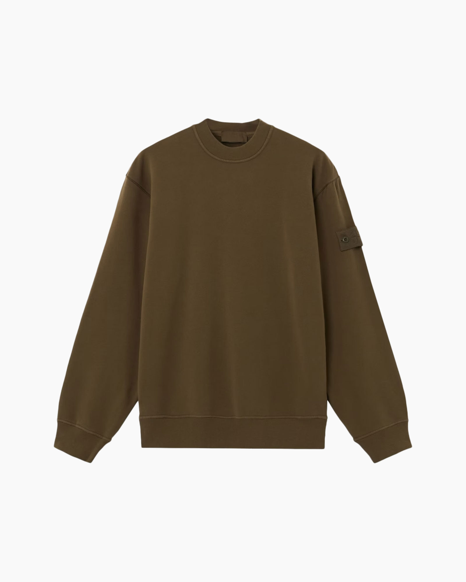 sweater, crew neck, long sleeve, brown, solid color