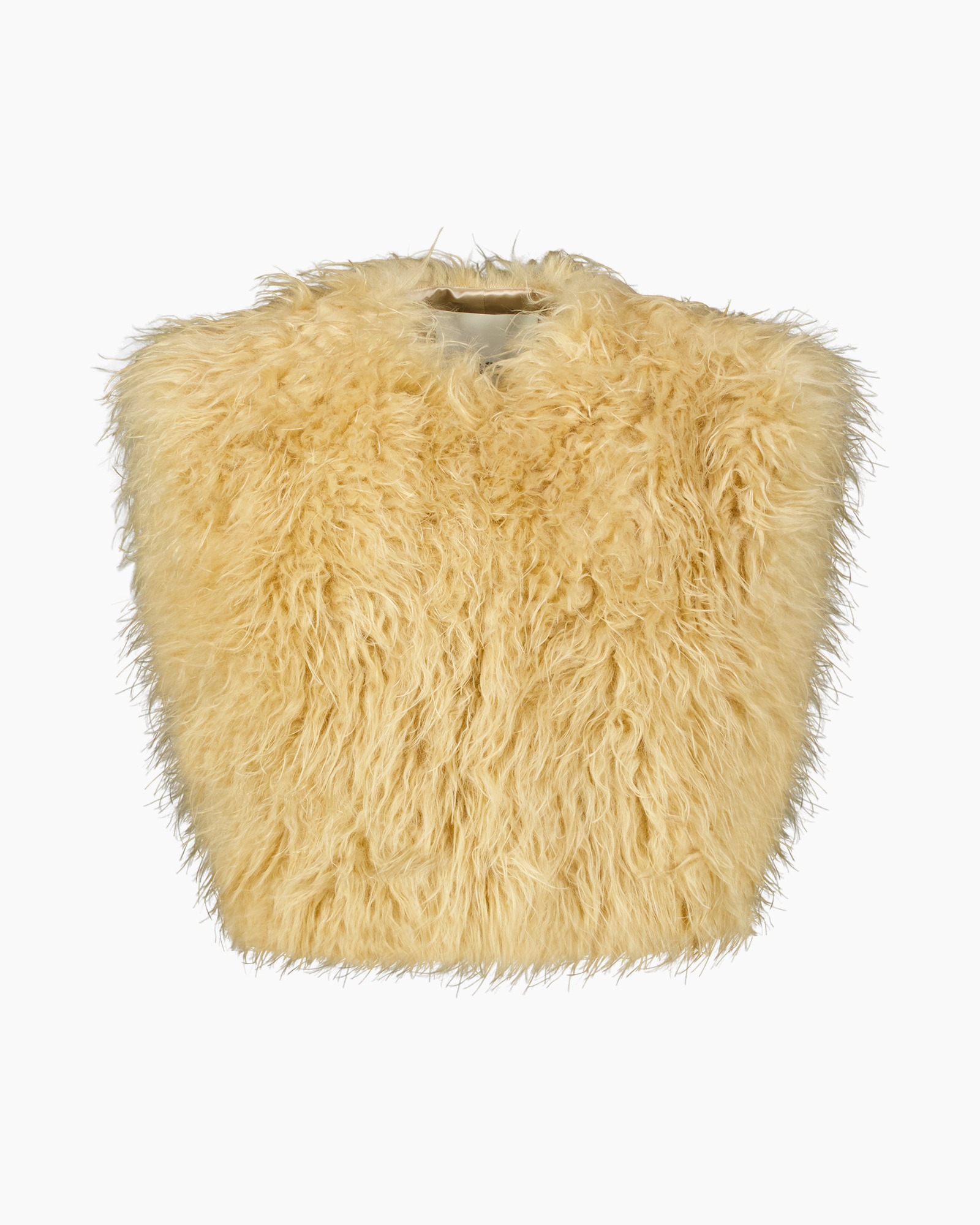 fur, faux fur, vest, beige, textured