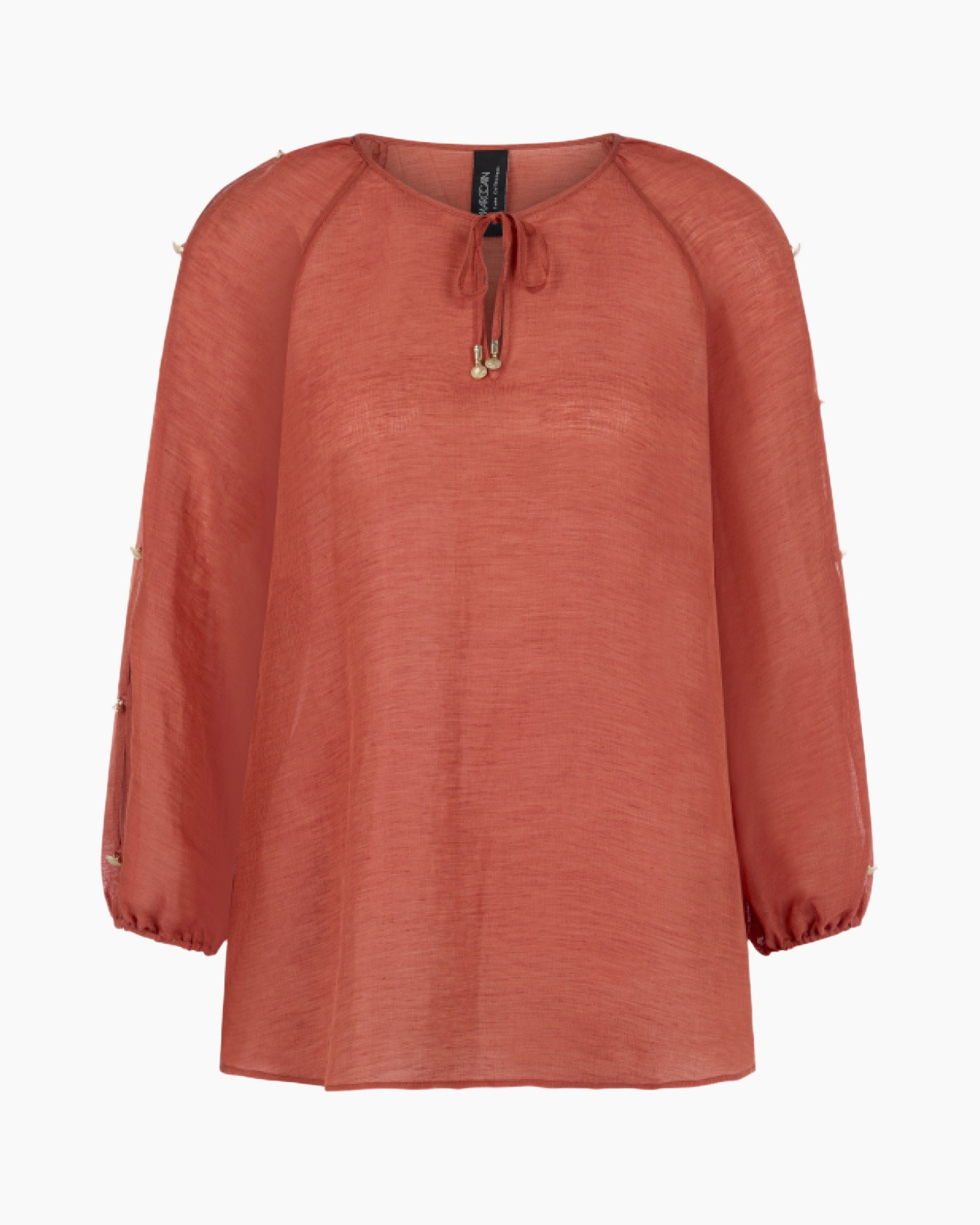 top, blouse, peasant, orange, long-sleeve
