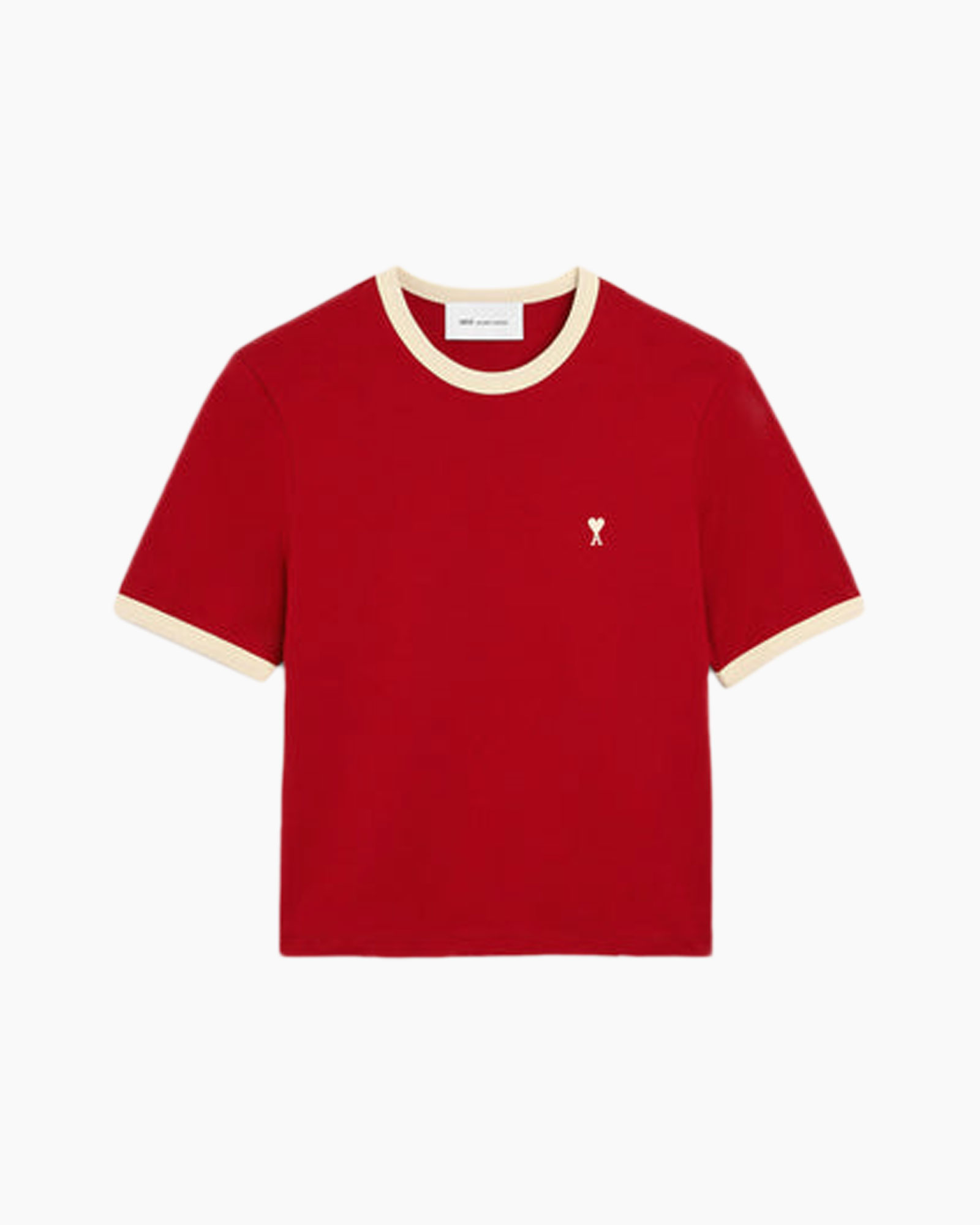 t-shirt, short sleeve, red, crew neck, small logo