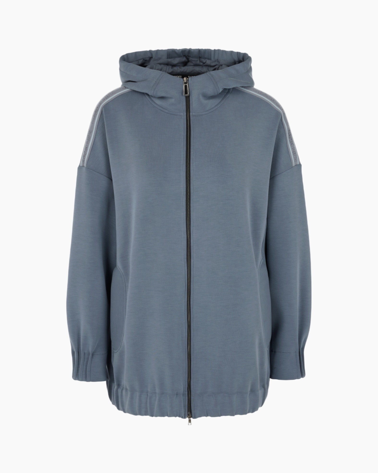hooded jacket, full-zip, blue, pufferless, long-sleeve