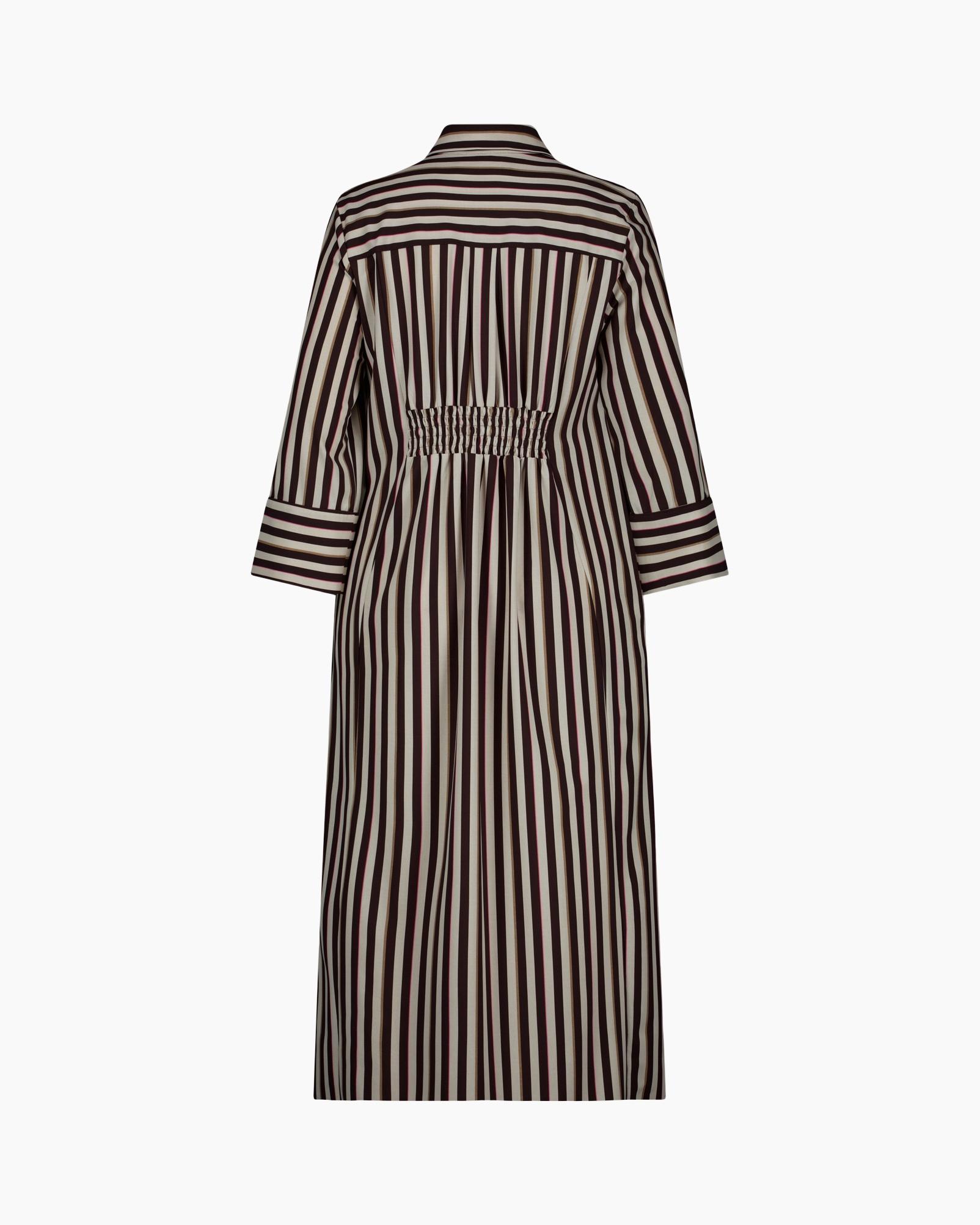 dress, stripe, long, backview, waist smocked