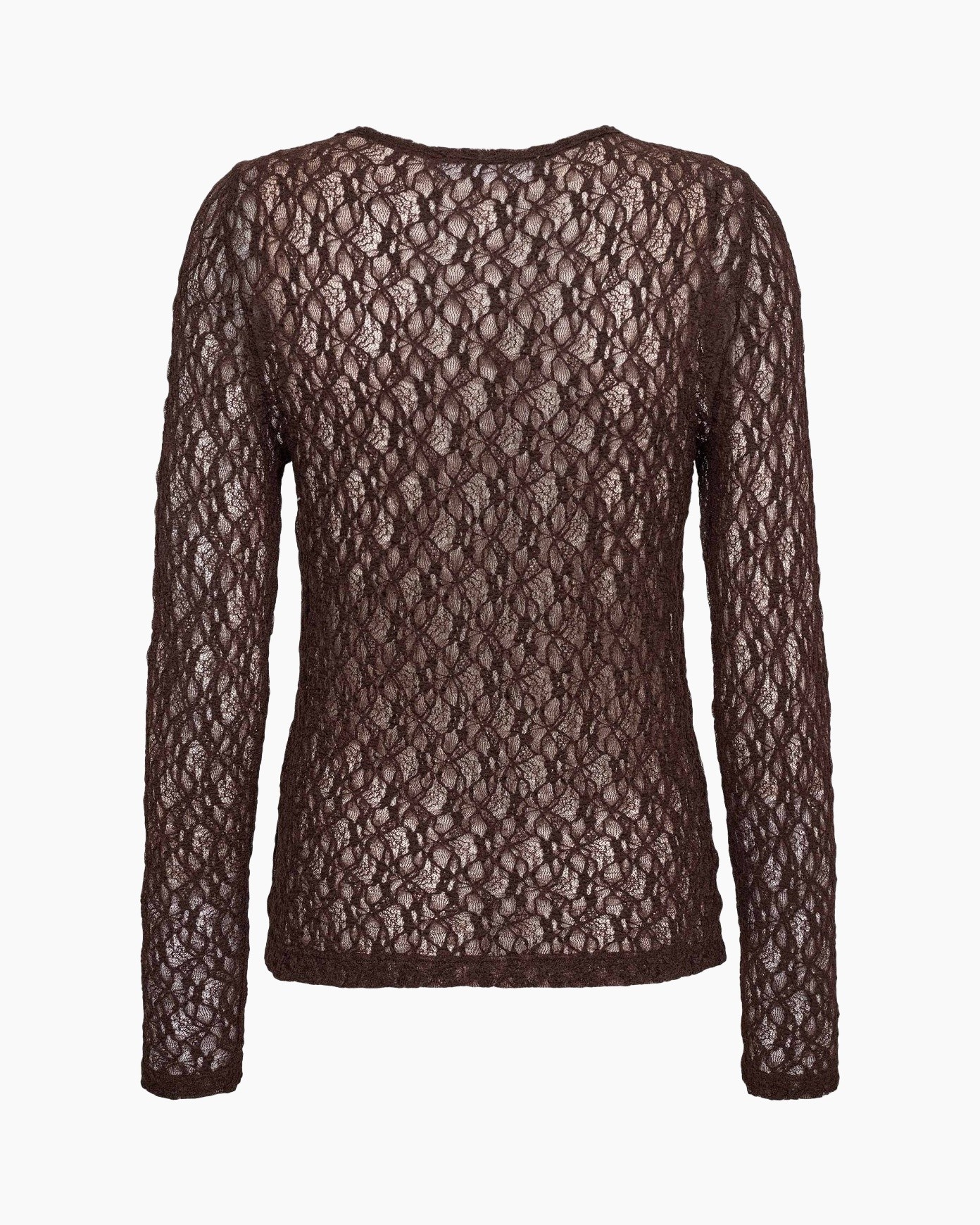 lace, sweater, long-sleeve, brown, mesh