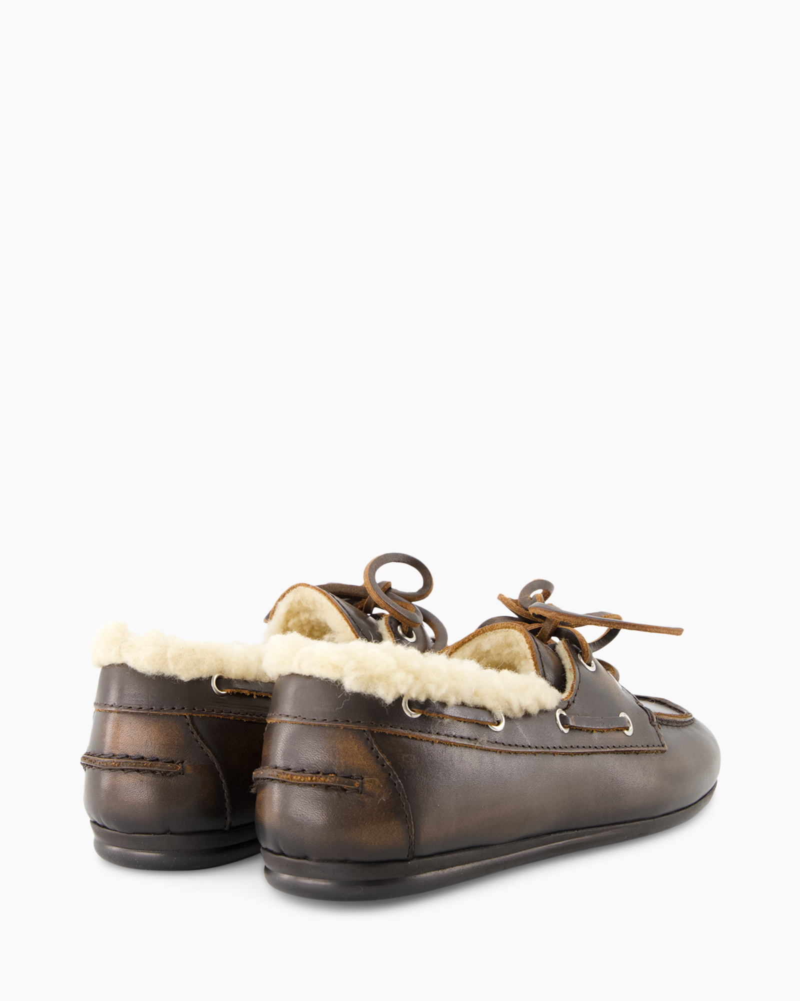 leather shoes, moccasin, slip-on, shearling lining, brown