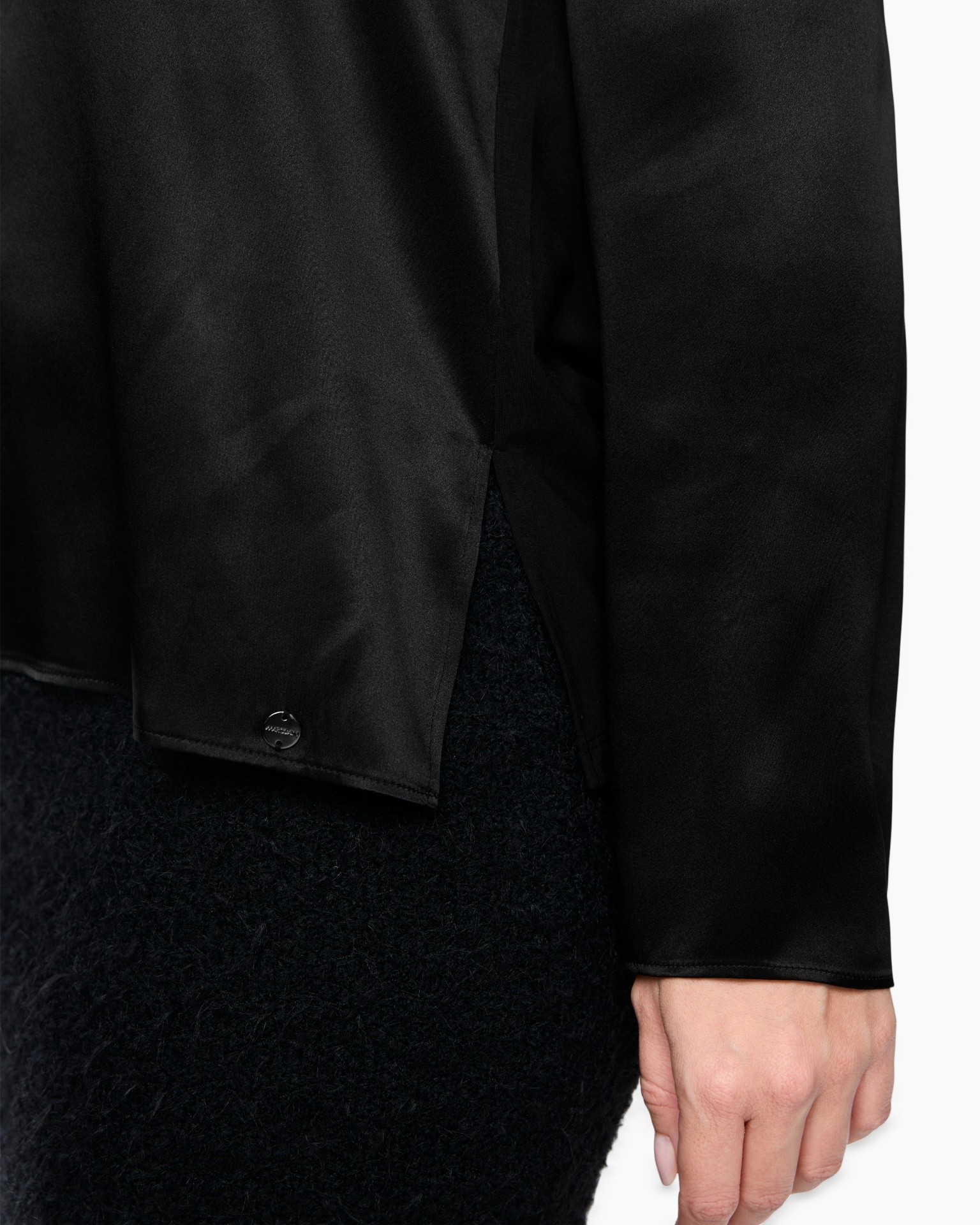 jacket, black, long sleeve, button, slit