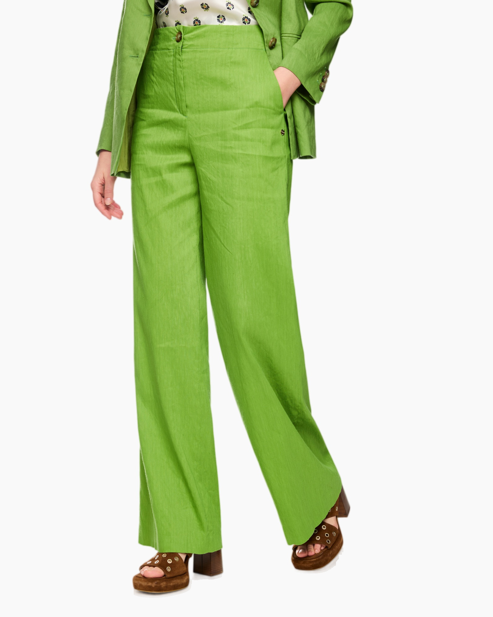 pants, trousers, wide-leg, linen, green