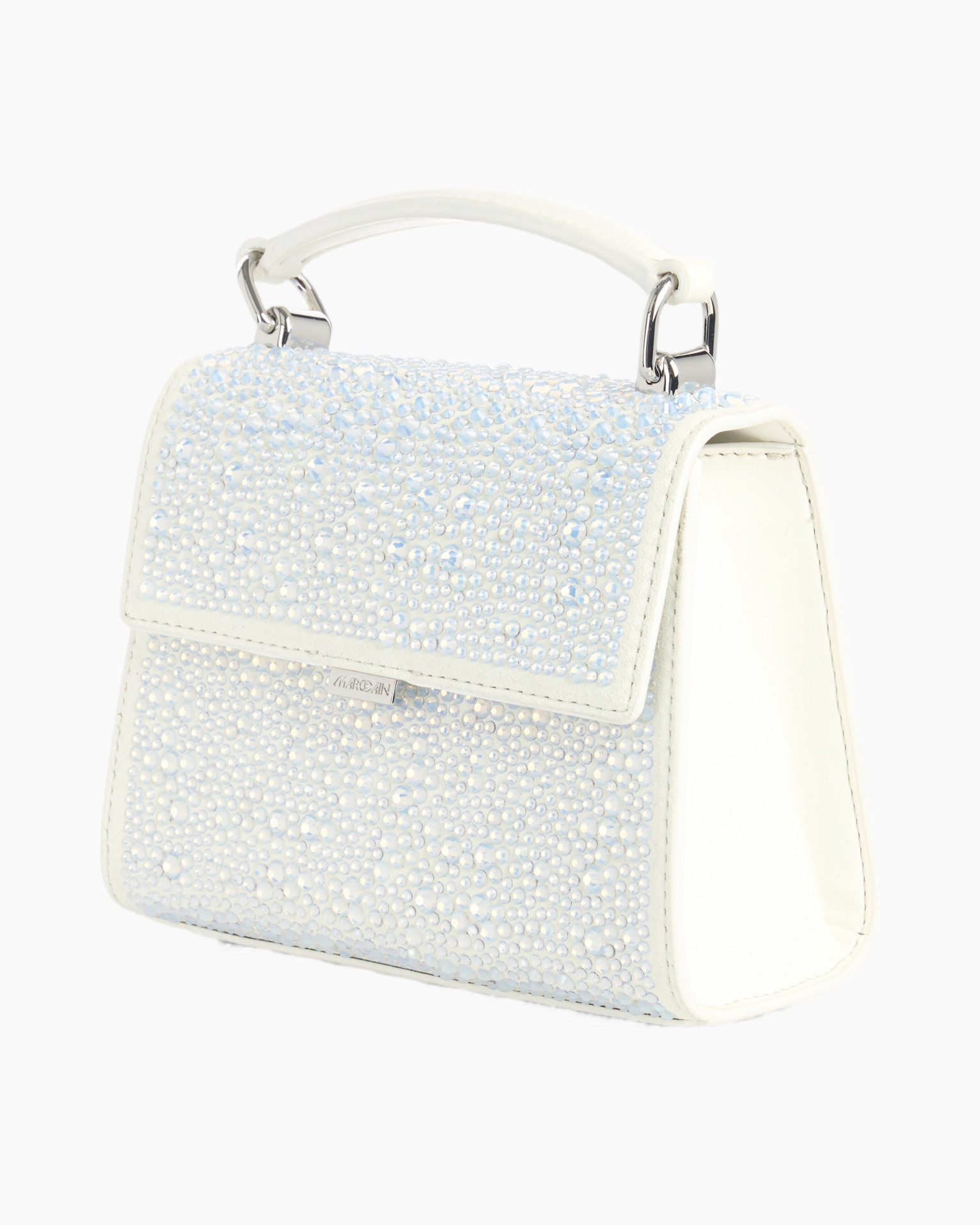 handbag, beaded, white, top-handle, purse