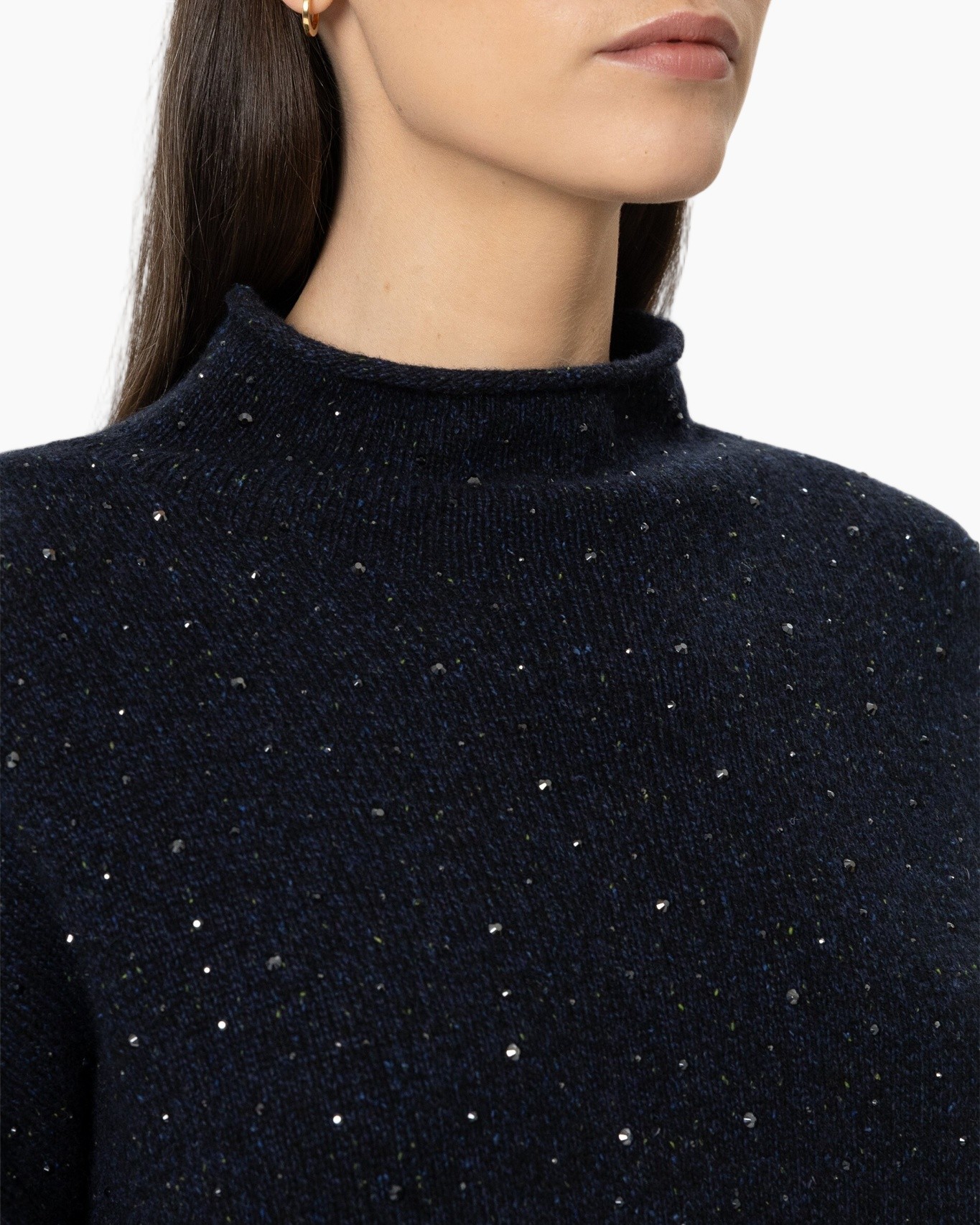 sweater, knitted, turtleneck, dark, speckled