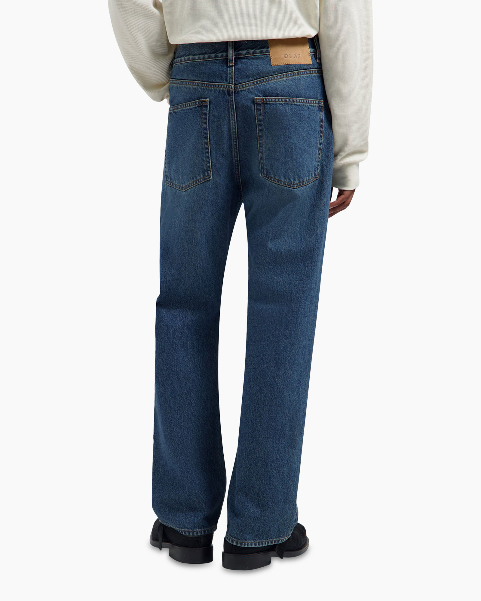 jeans, denim, straight leg, mid blue, pants