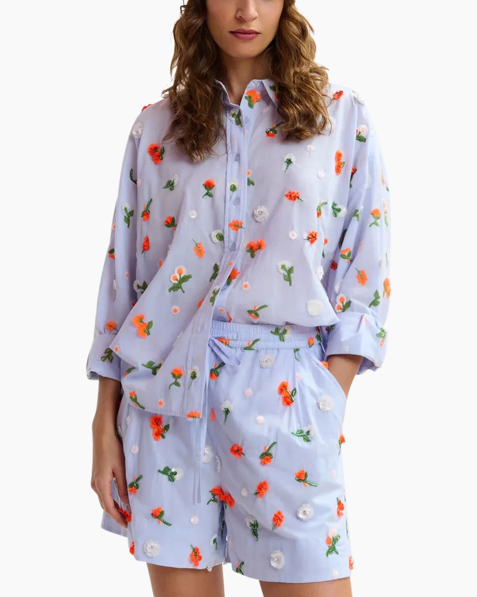 shirt, shirt-dress, pyjama-set, floral-pattern, button-up