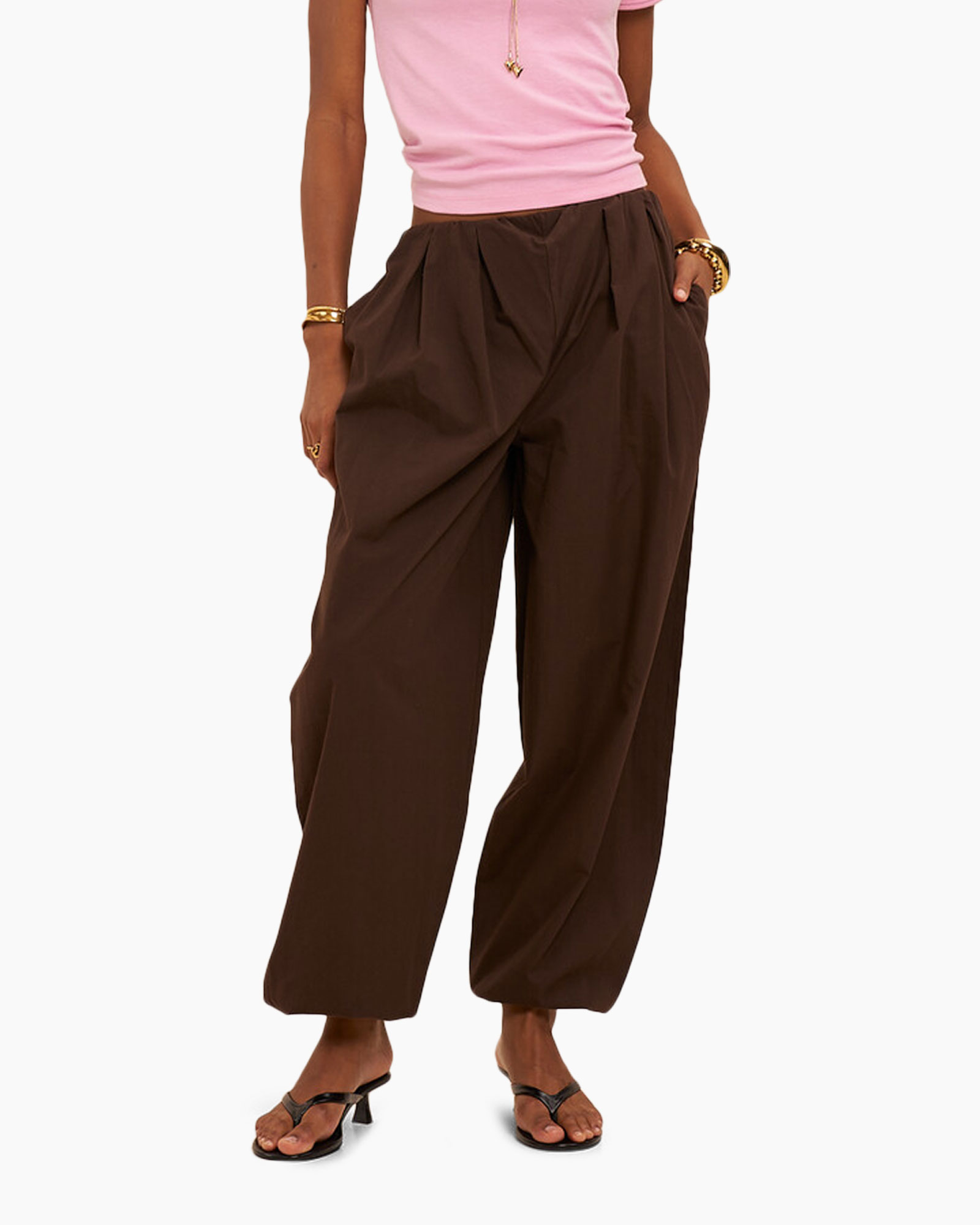 pants, wide-leg, brown, trousers, casual