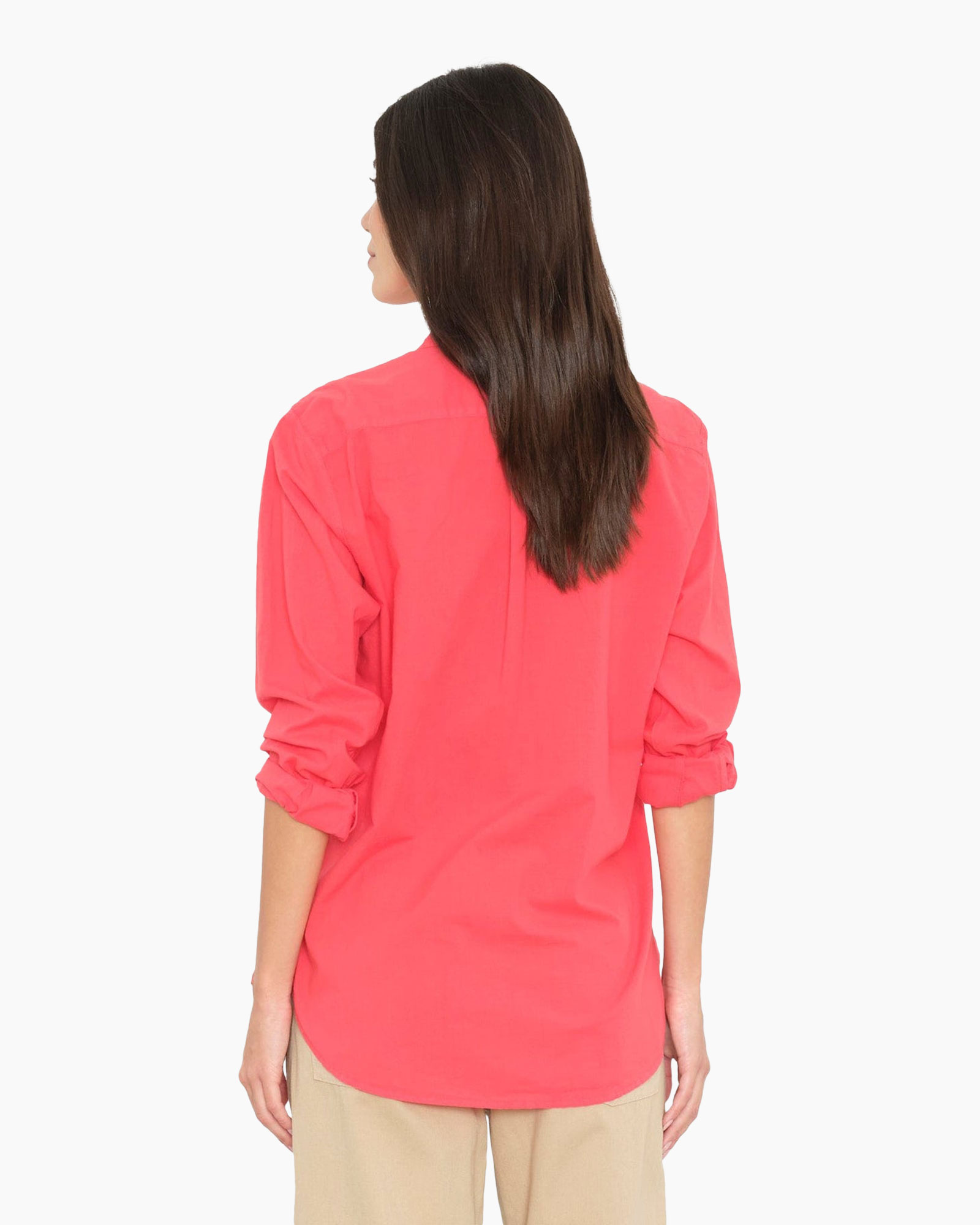 shirt, long sleeves, pink, casual, back view