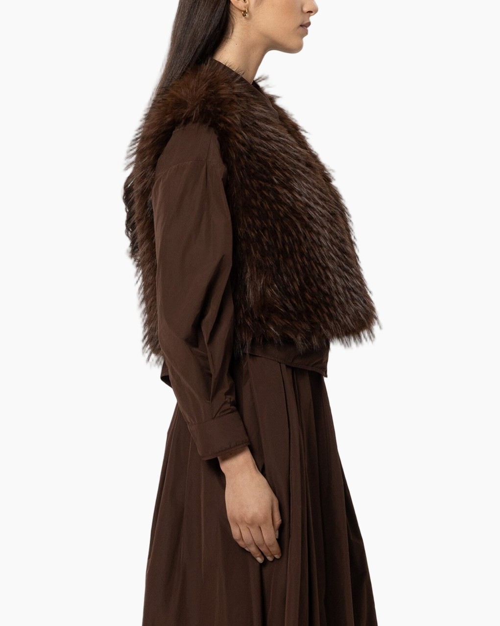 fur, vest, brown, layered, outerwear