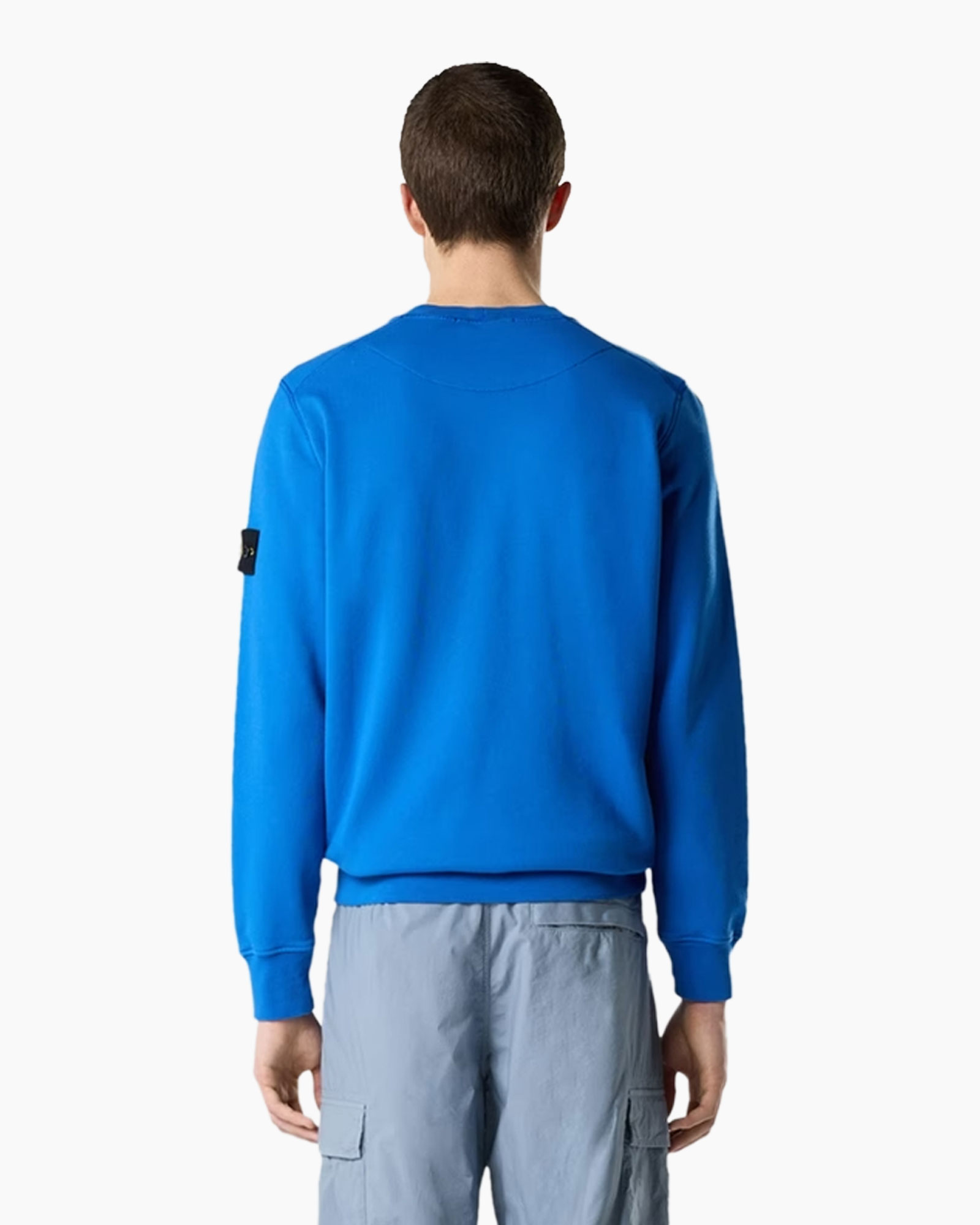 sweatshirt, blue, crewneck, long-sleeve, logo patch