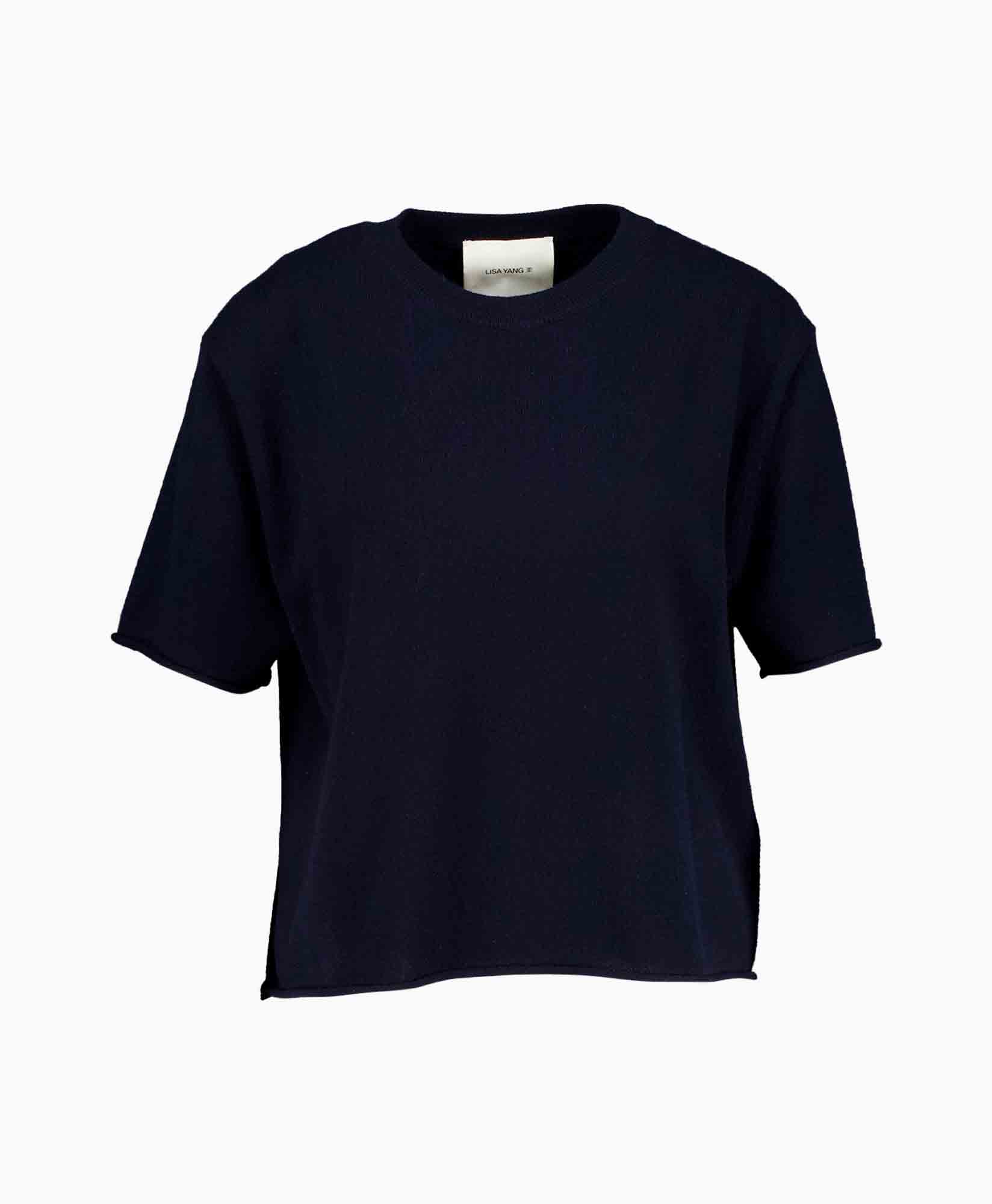 t-shirt, short sleeve, navy, crew neck, plain