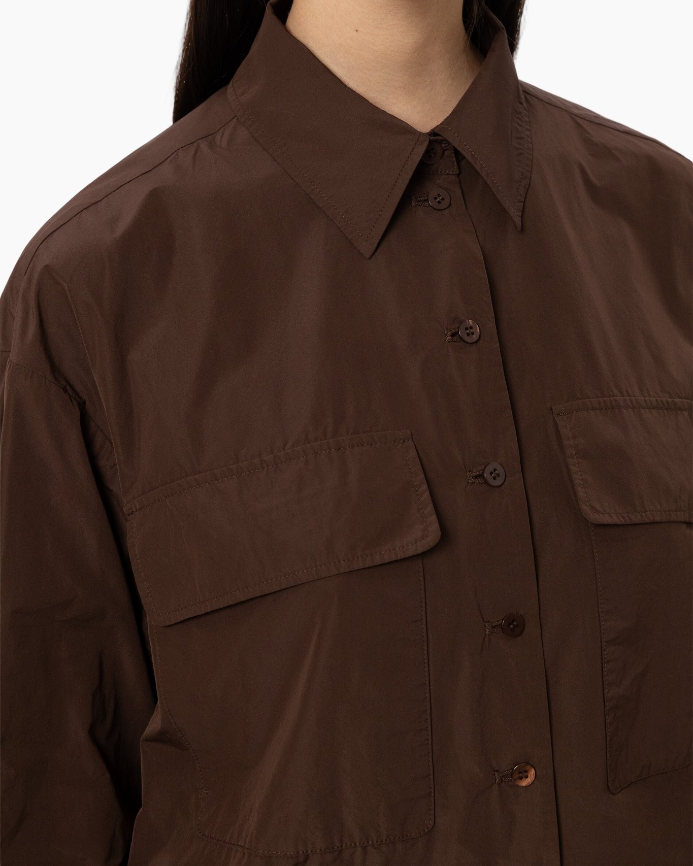 shirt, button-down, pocket, brown, collared
