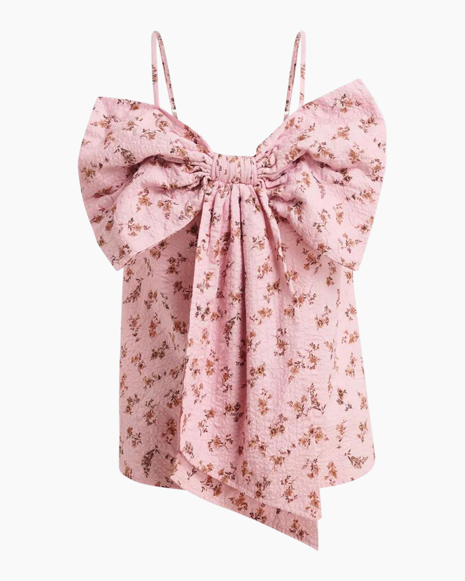 dress, pink, floral, bow, spaghetti straps