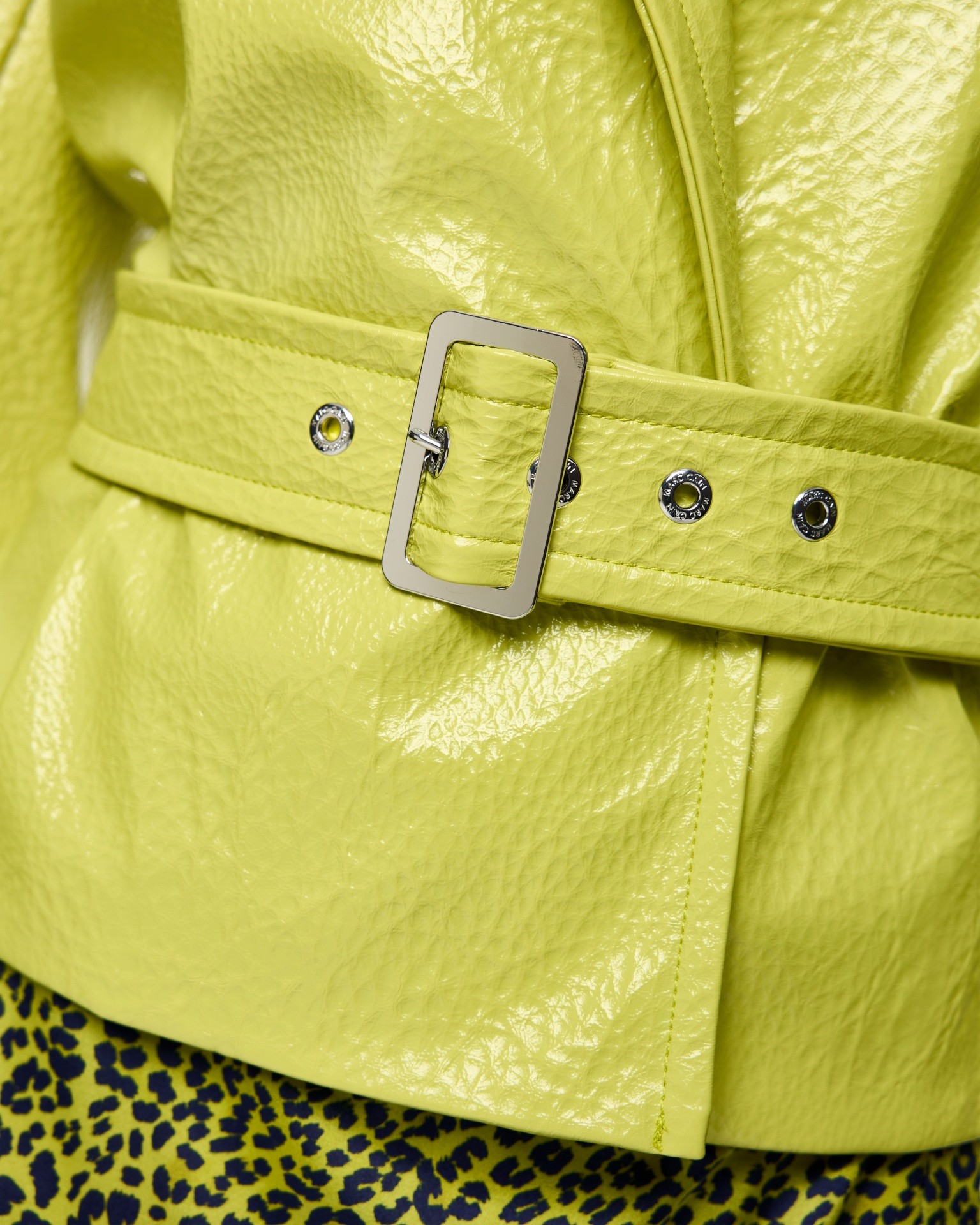 belt, belt buckle, leather, grommets, neon yellow