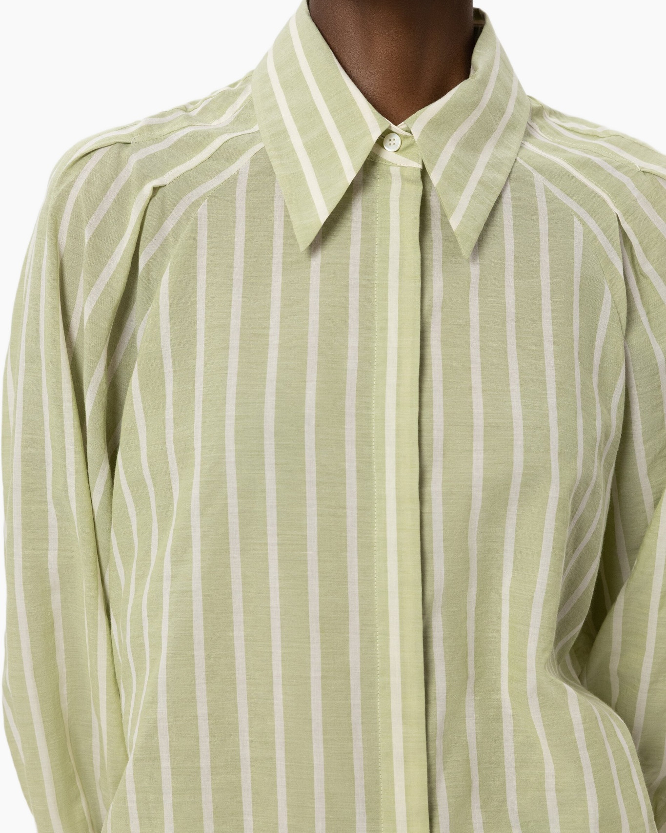 shirt, striped, green, collared, blouse