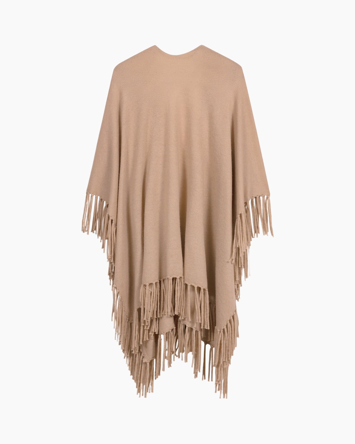 poncho, fringes, beige, knit, wrap