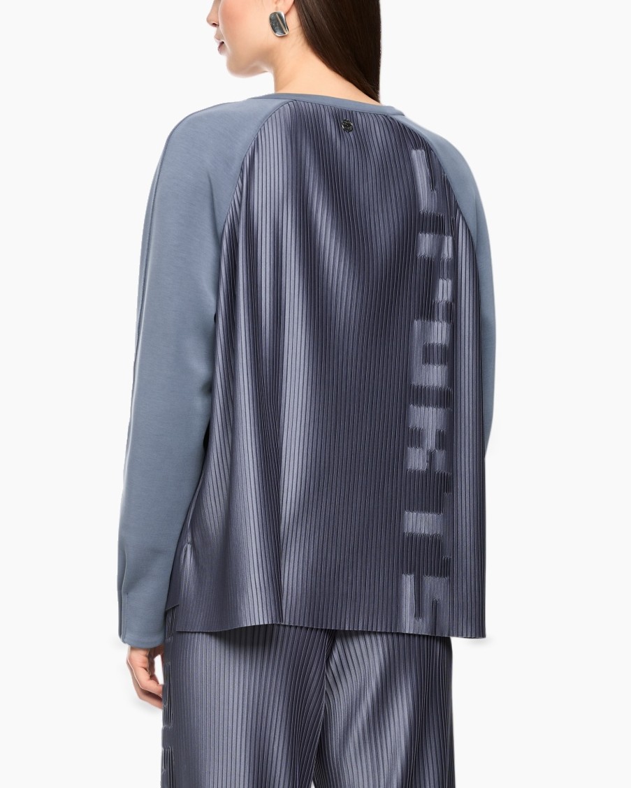 top, long-sleeve, pintucks, pleated, asymmetric-back, silky, trousers, set, lounge-wear