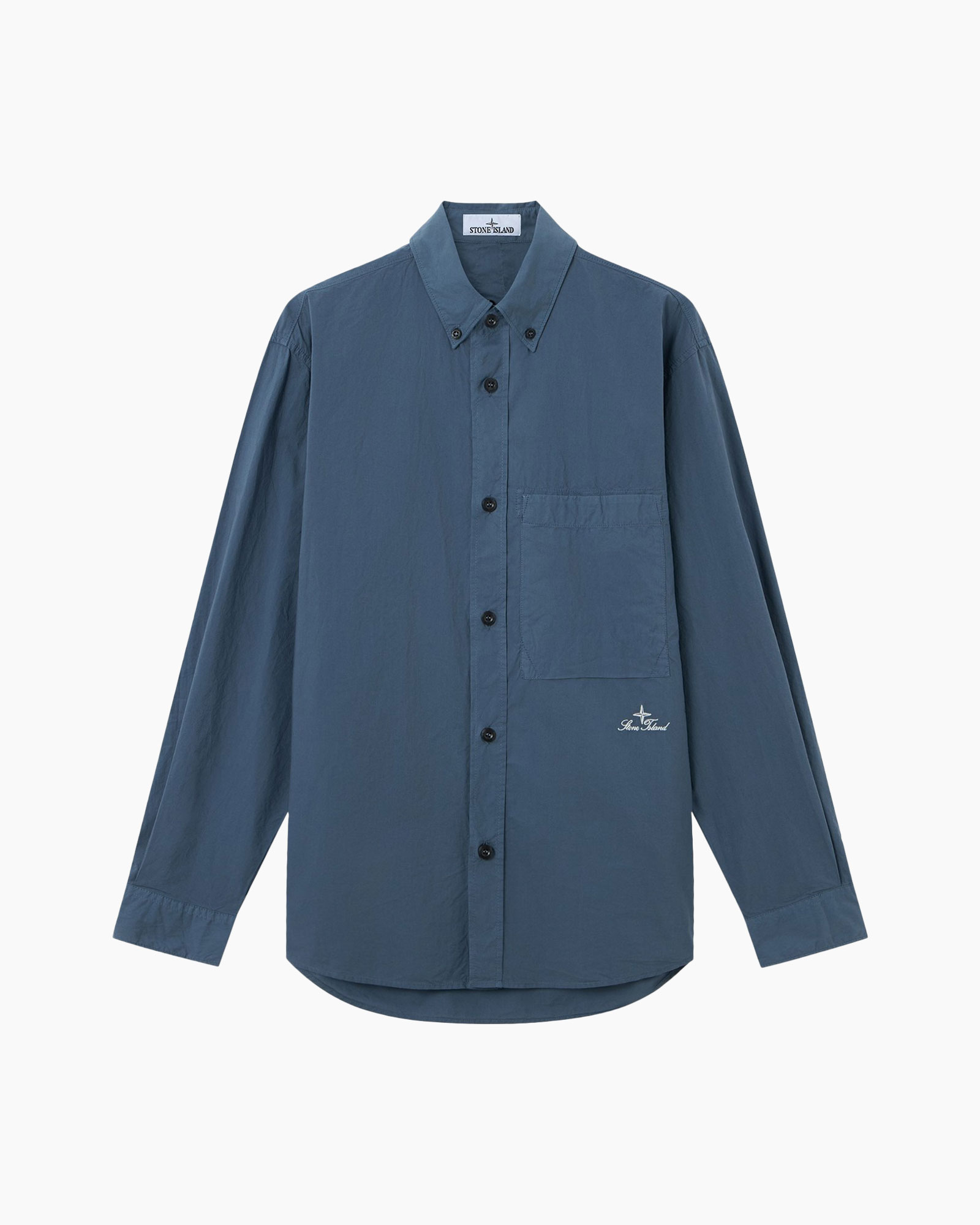shirt, button-down, long-sleeve, pocket, blue