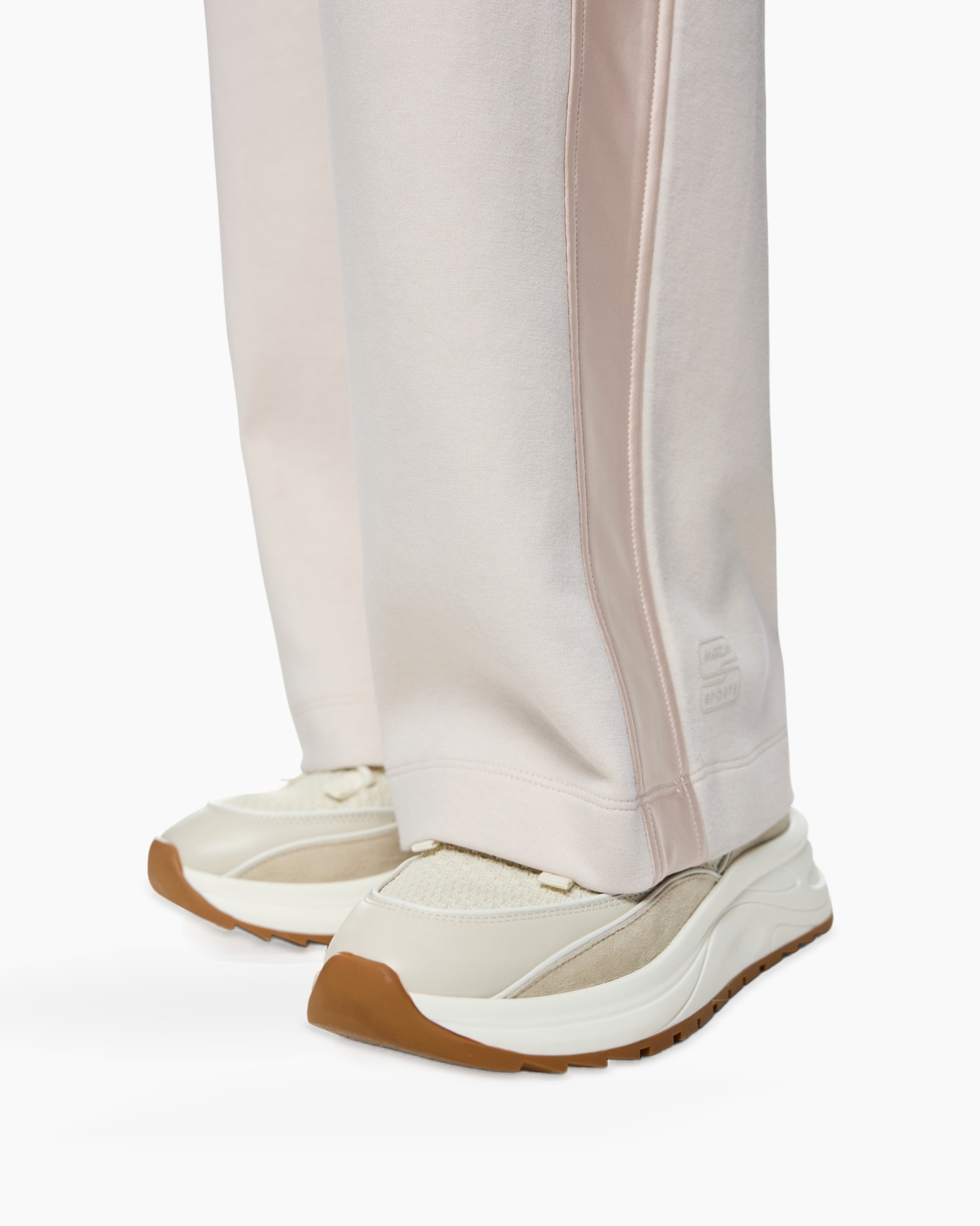 pants, track pants, side stripe, soft pink, slim cuff