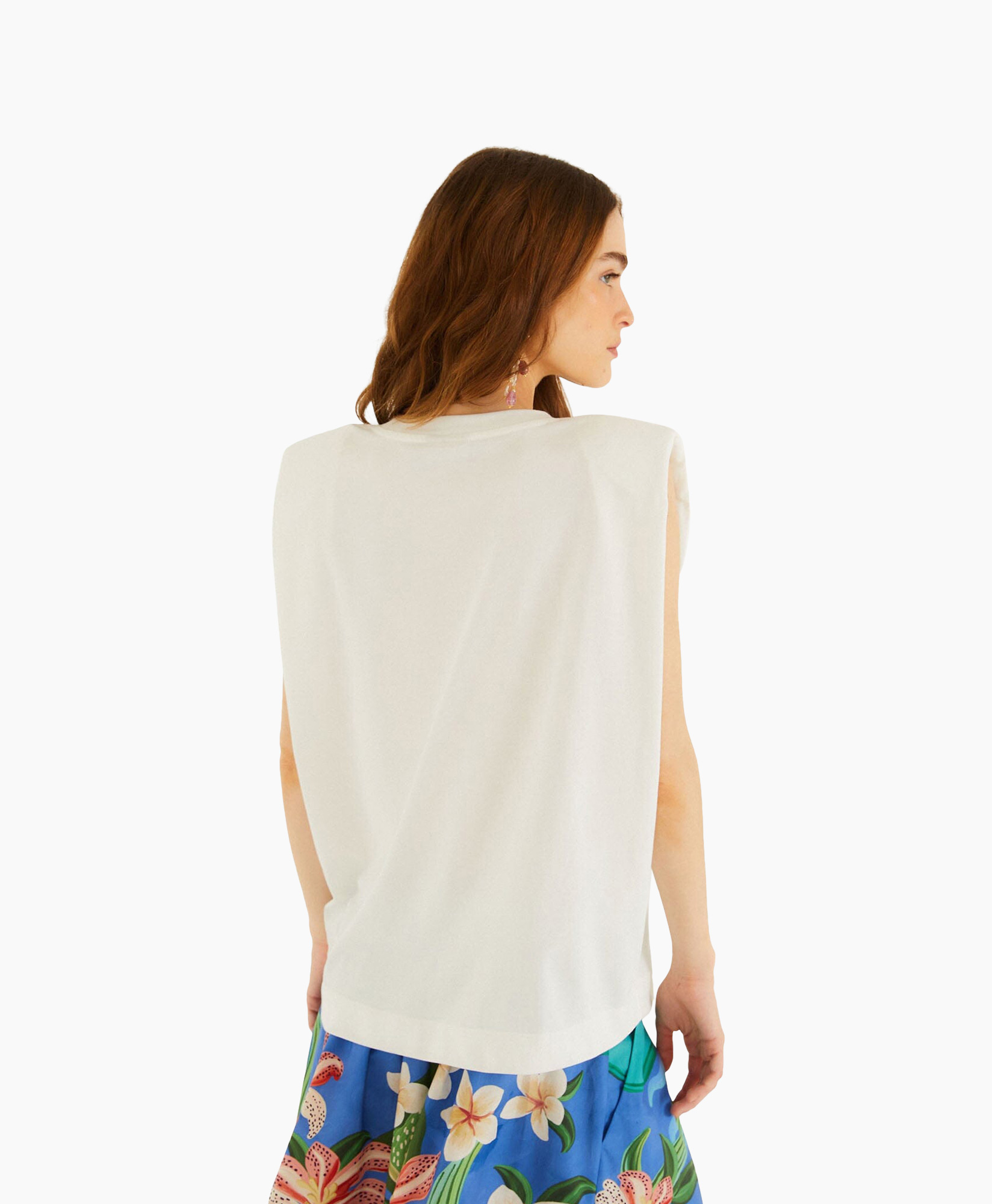 sleeveless top, white t-shirt, graphic tee, fishing boat, fish pattern
