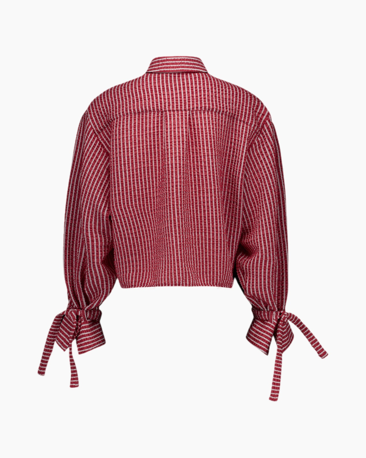 shirt, blouse, red, striped, long-sleeve
