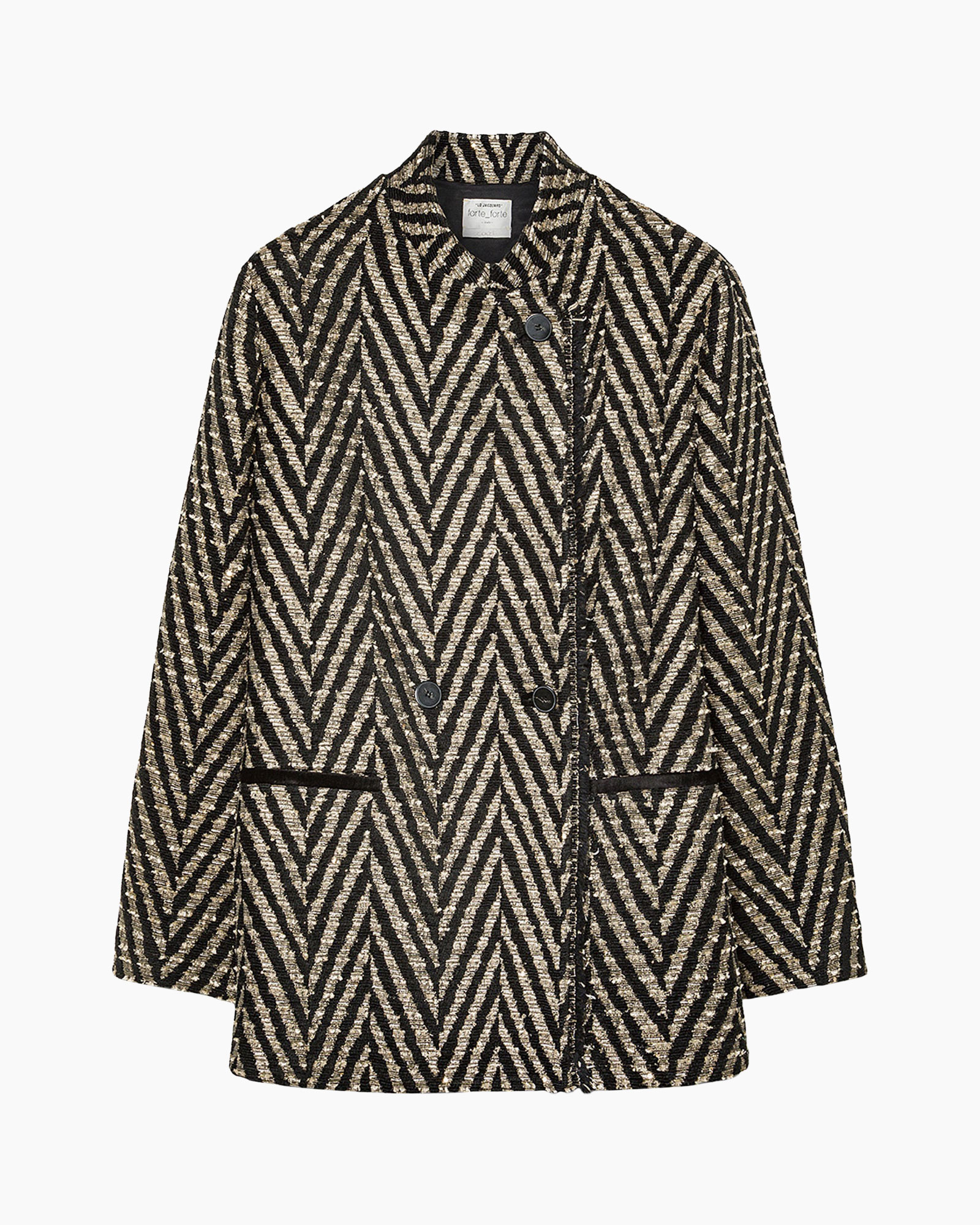 blazer, zigzag, metallic, textured, buttoned