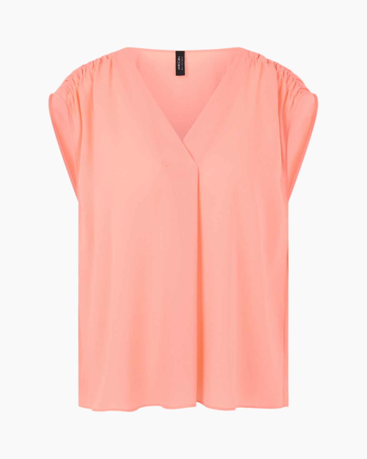 blouse, sleeveless, peach, solid, v-neck