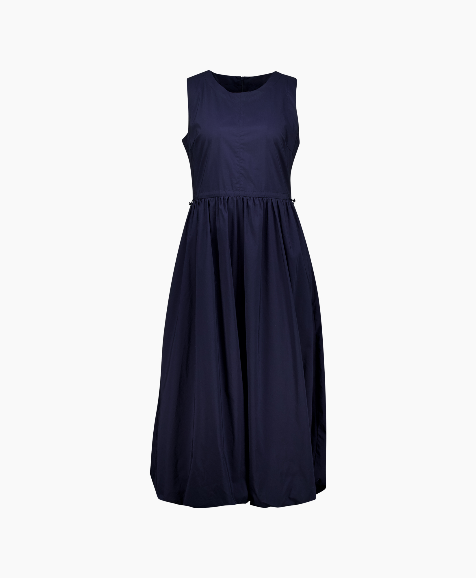 dress, maxi dress, sleeveless, navy blue, gathered waist