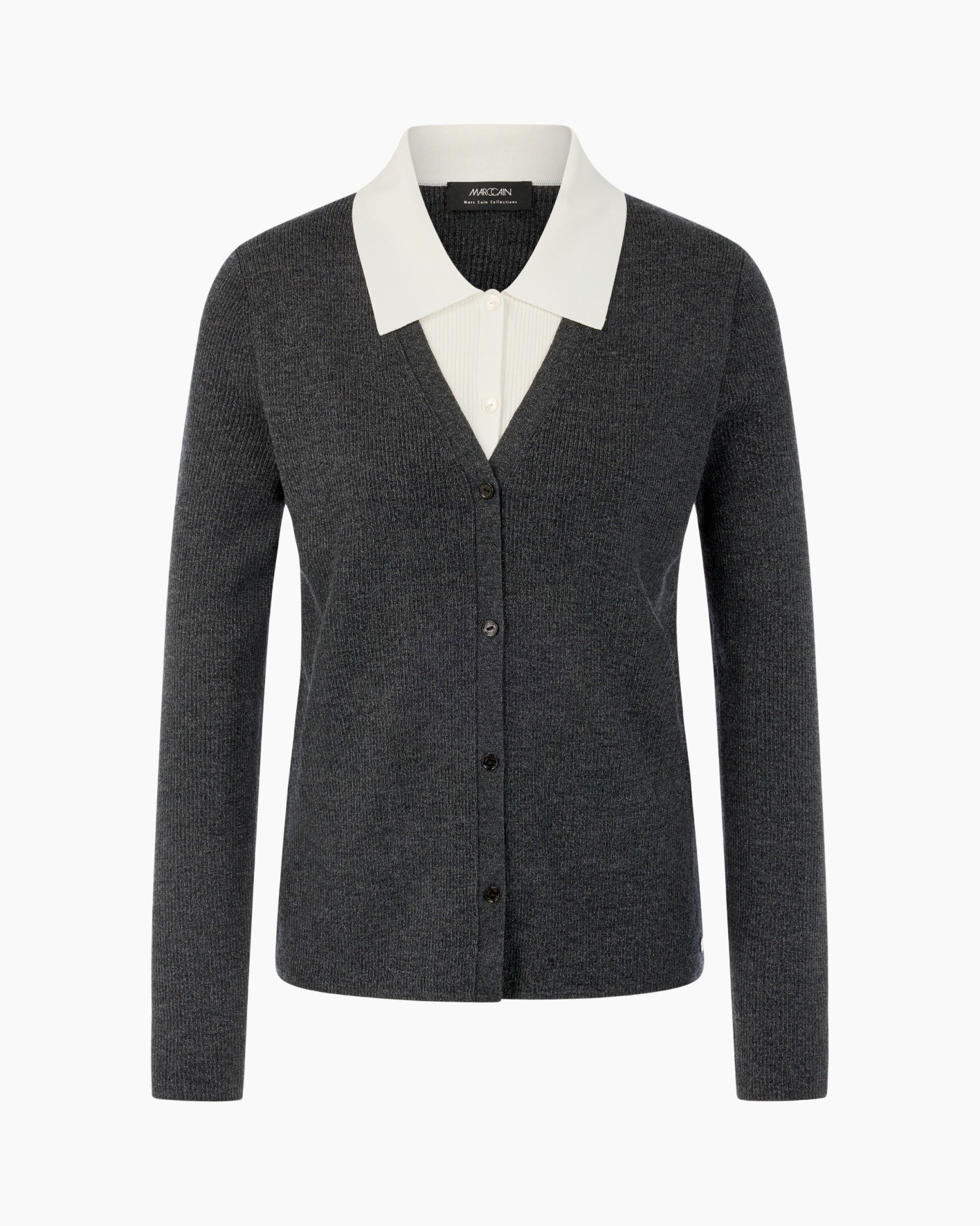 cardigan, button-up, knit, grey, collar