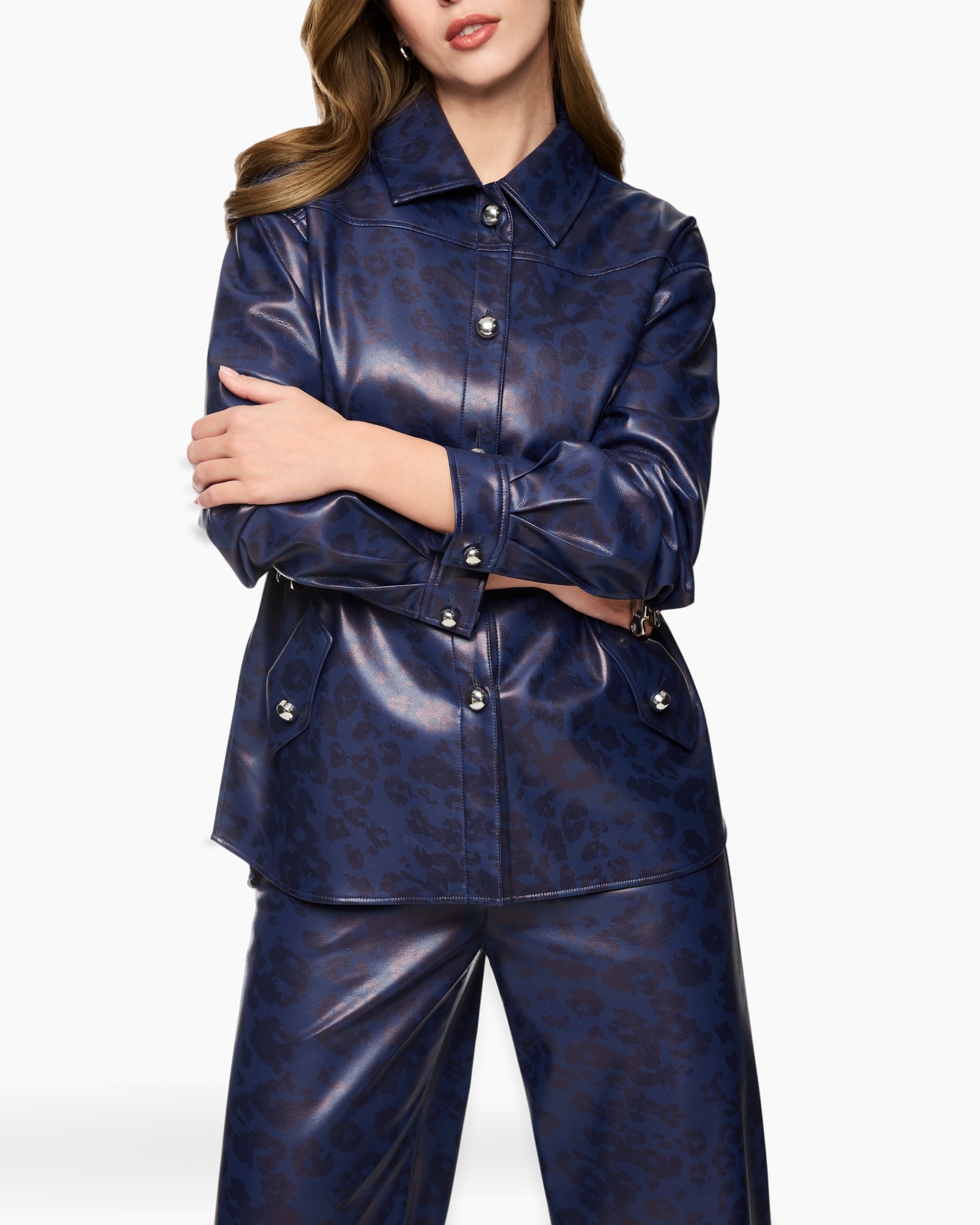 jacket, leather, blue, animal print, cardigan