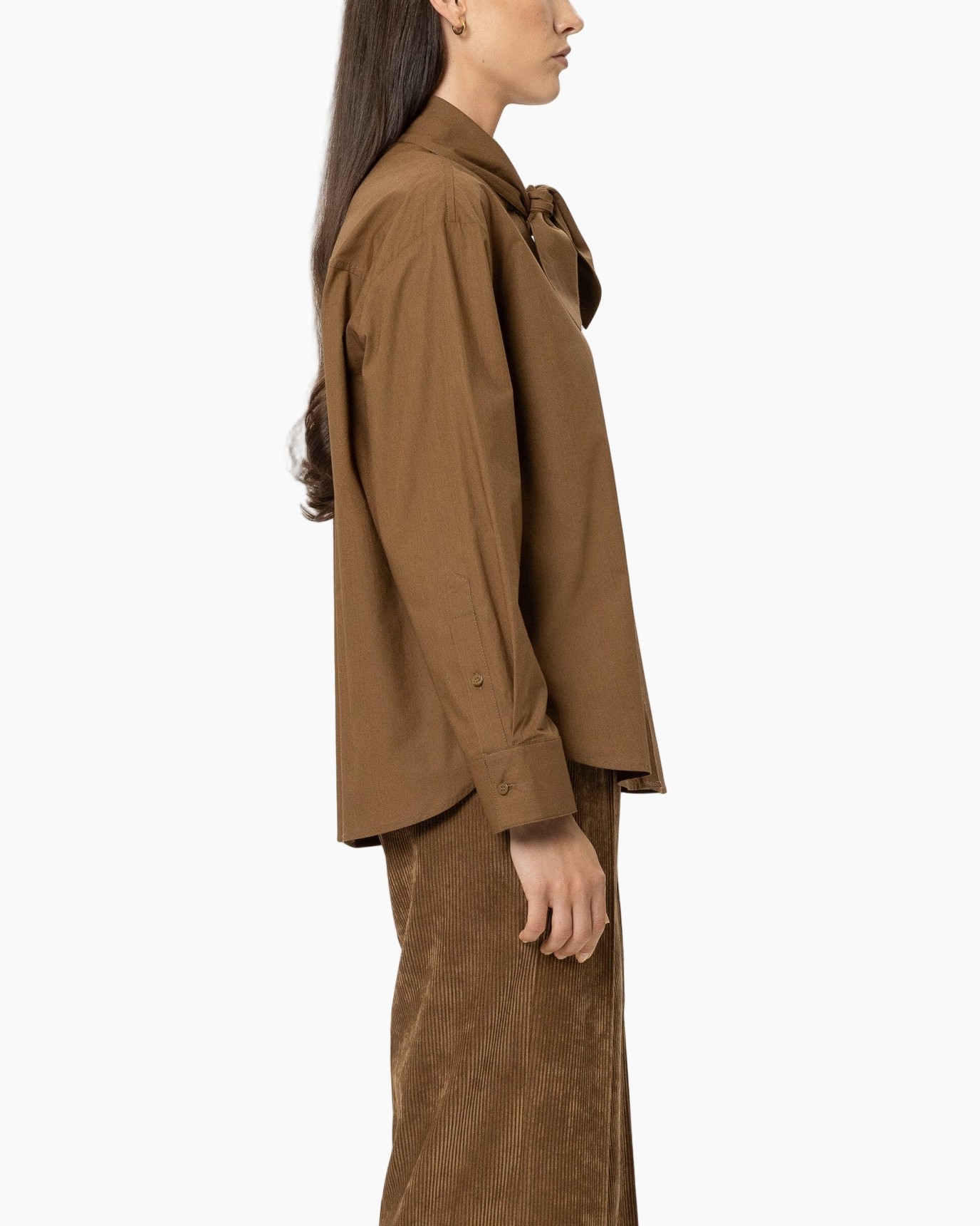 shirt, buttoned, collar, brown, long-sleeve