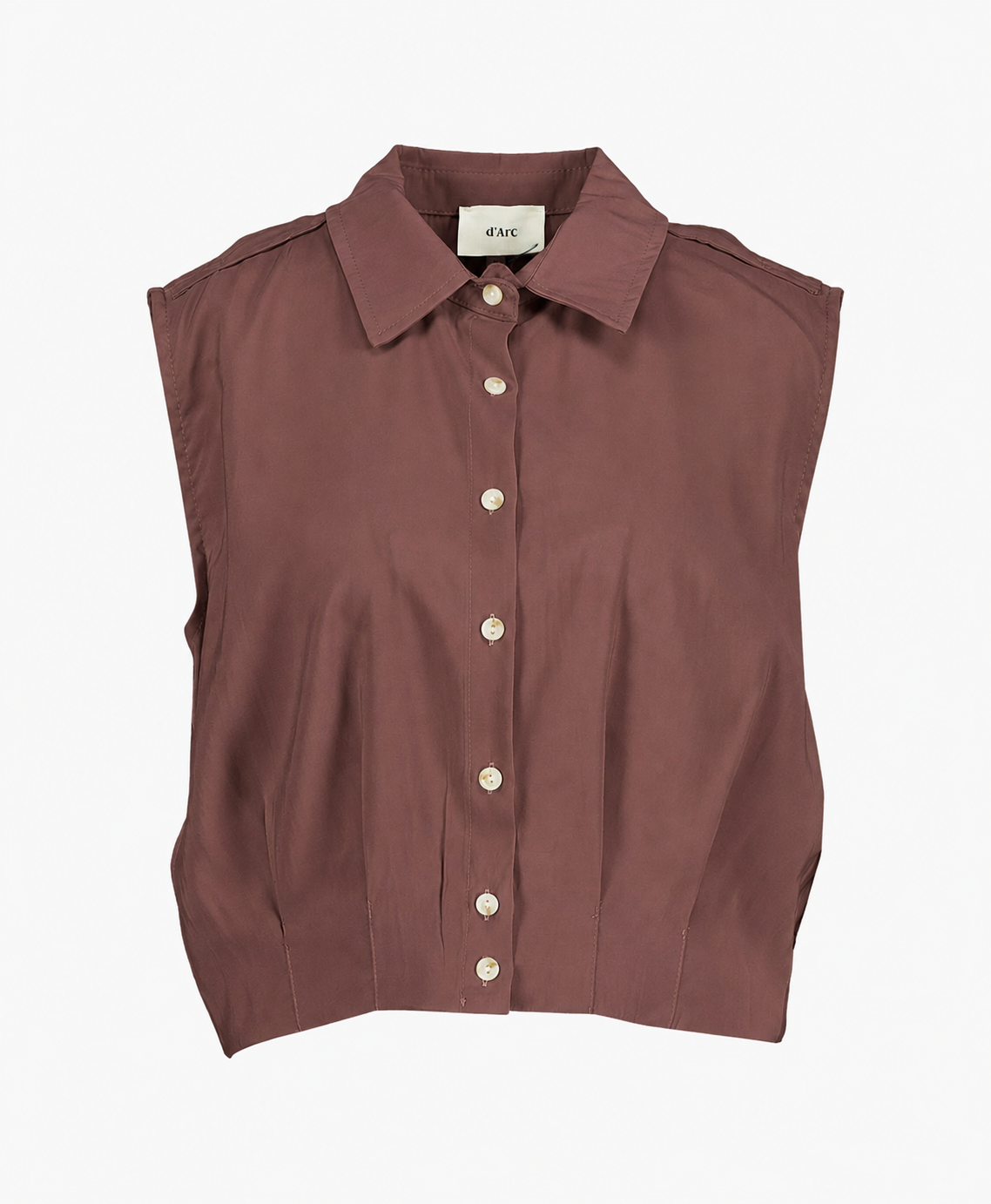 button-down, sleeveless, brown, collared, top