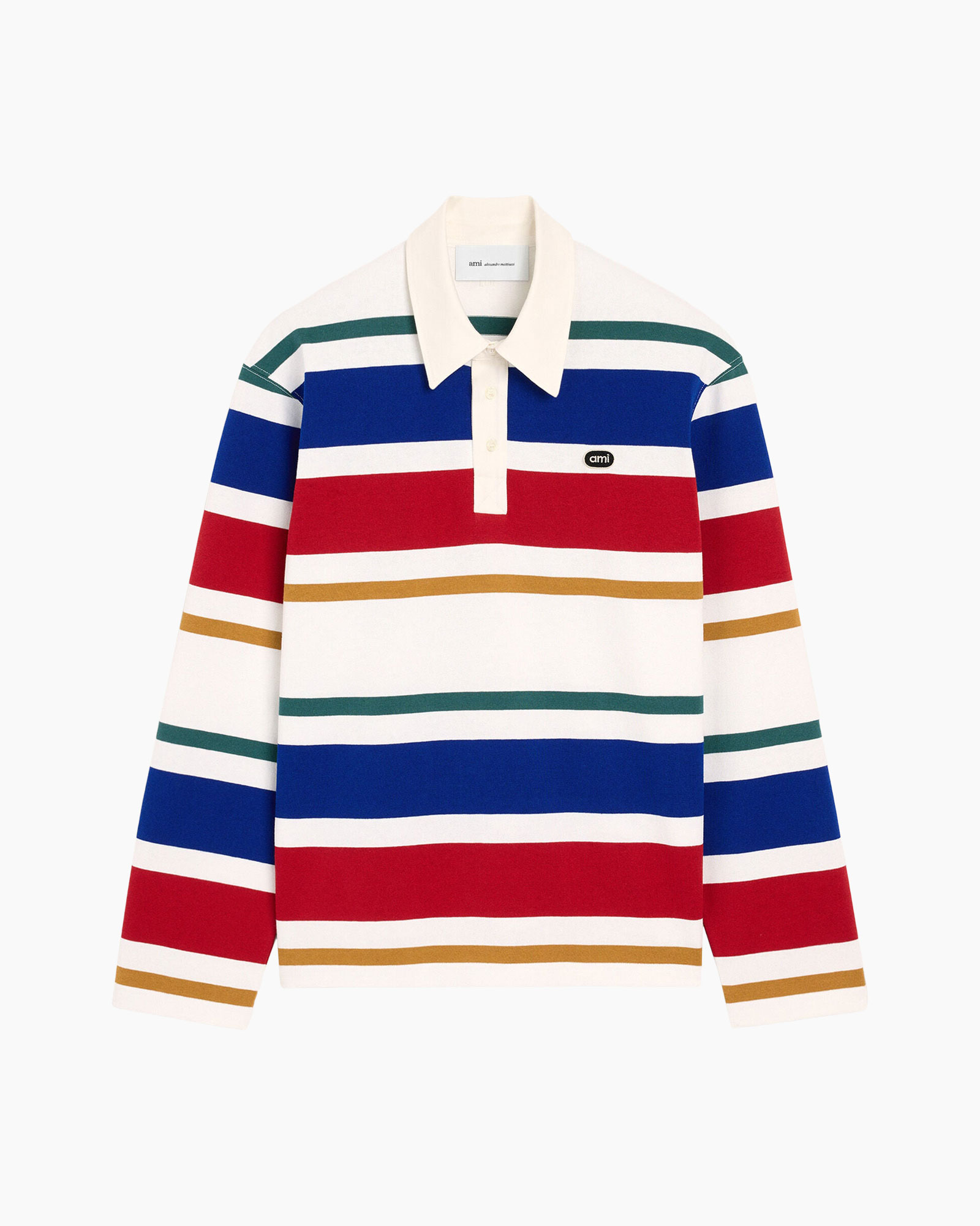 rugby polo, striped polo, longsleeve polo, colorblock stripes, crew neck polo