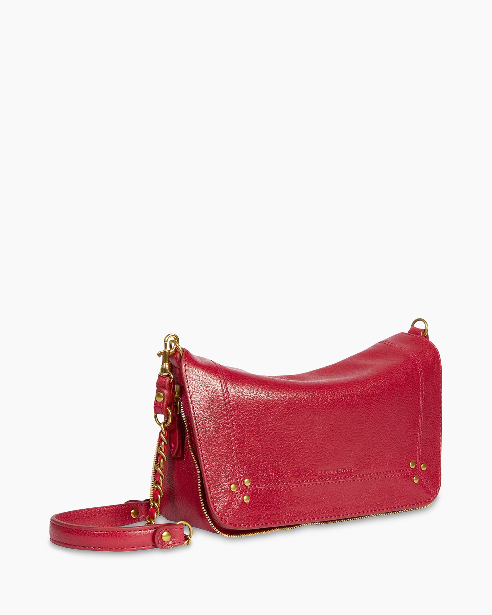 handbag, crossbody, red, leather, metallic hardware