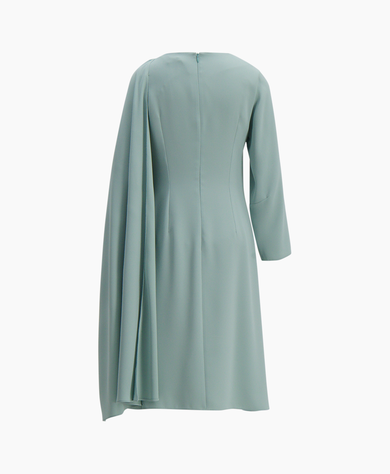 dress, long sleeve, one-shoulder, ruched, mint green