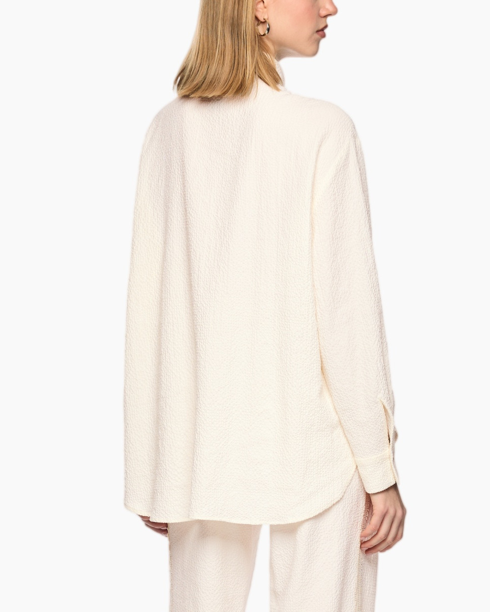 shirt, button-down, collared, cream, knit texture