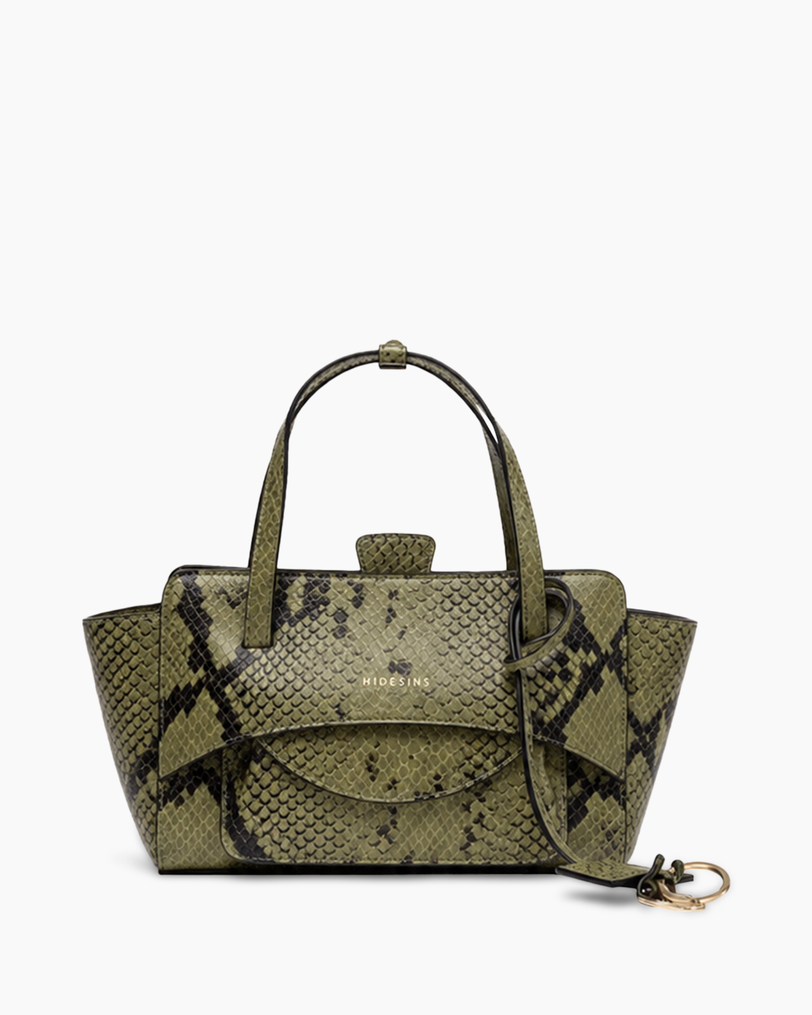 handbag, bag, snake print, green, structured