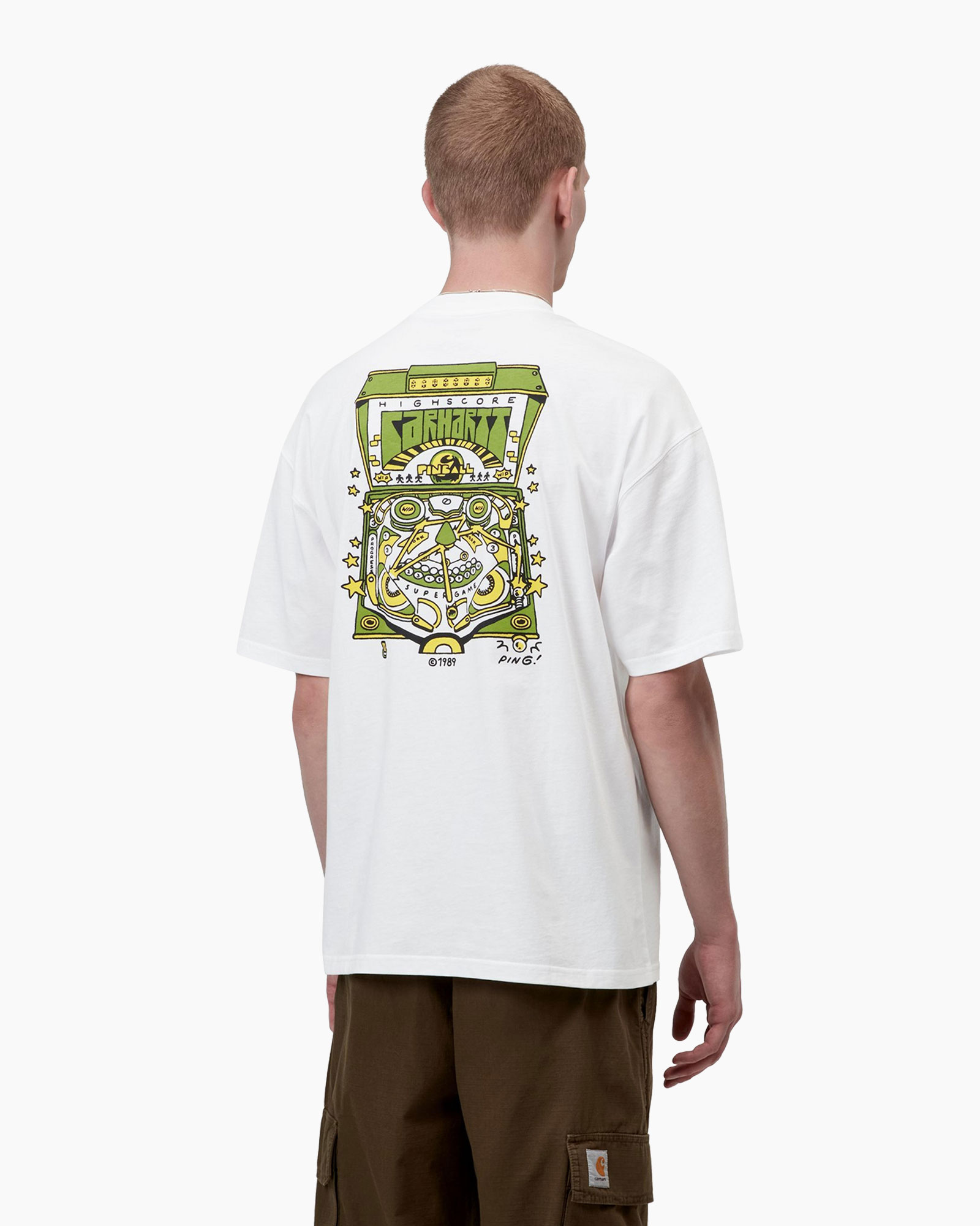 t-shirt, graphic, short sleeves, white, pocketless
