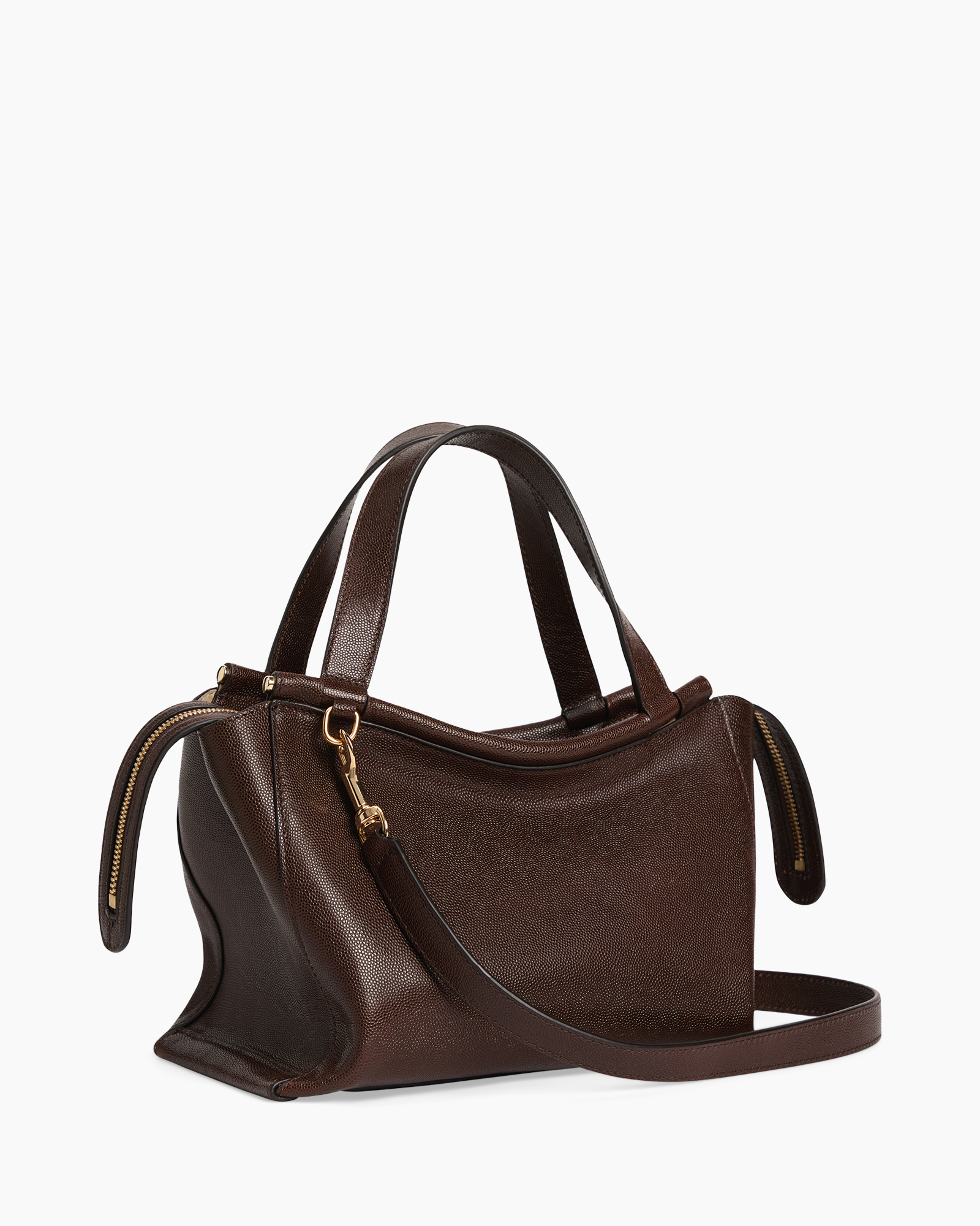 handbag, brown, pebbled leather, shoulder bag, soft curved silhouette