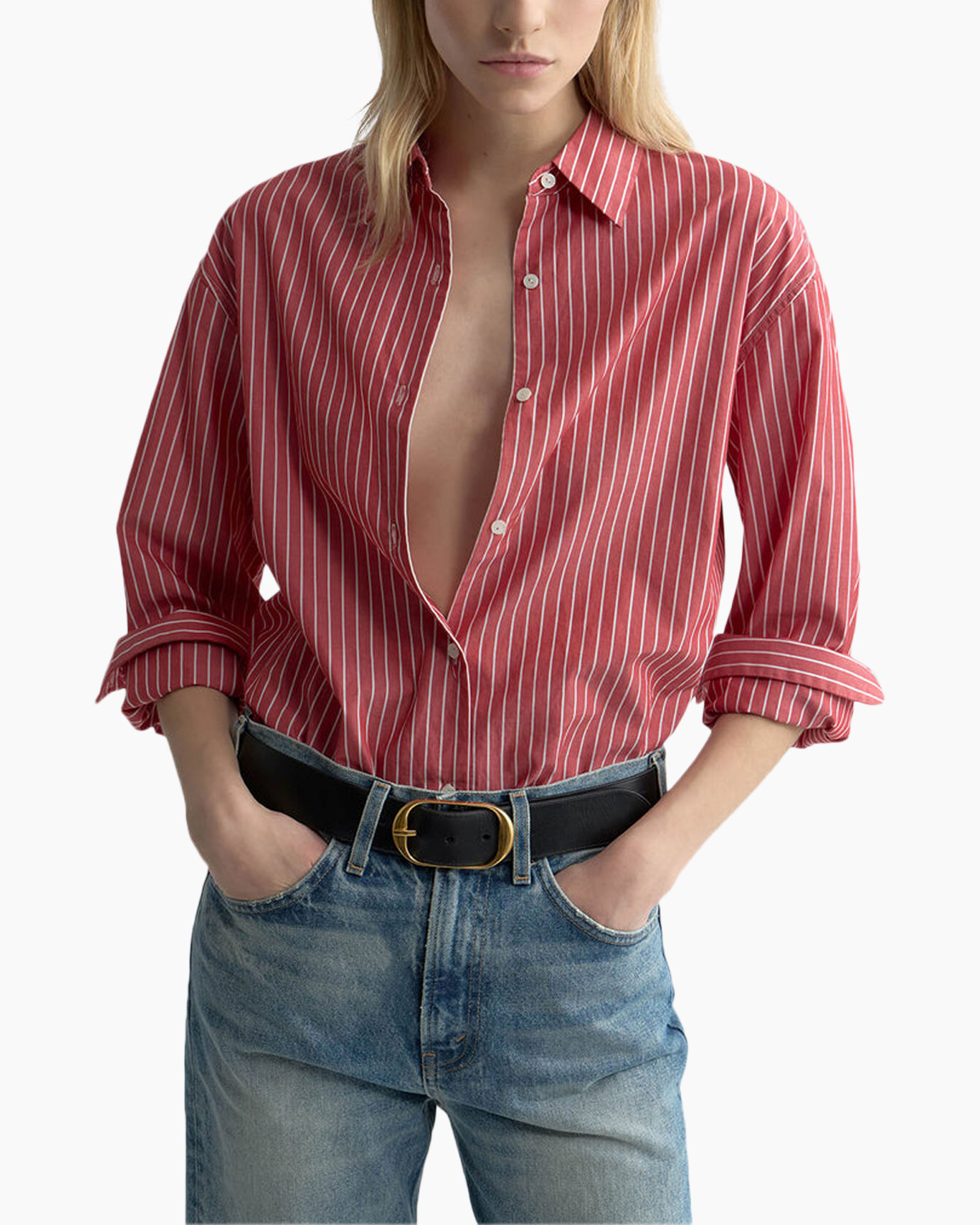 shirt, striped, red, button-down, casual