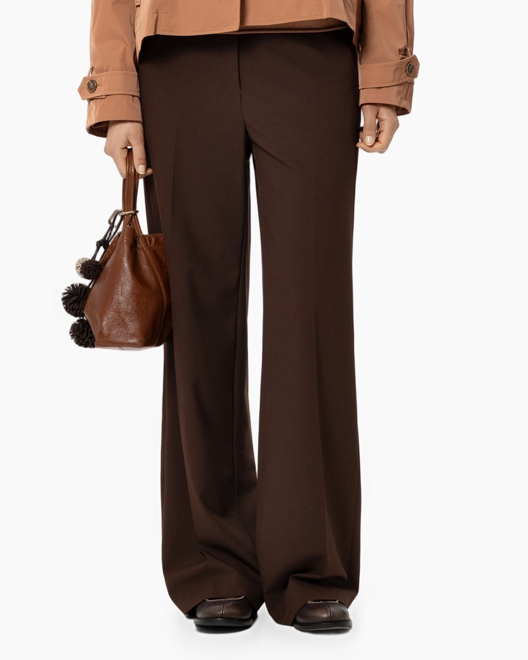 pants, trousers, wide-leg, brown, flared