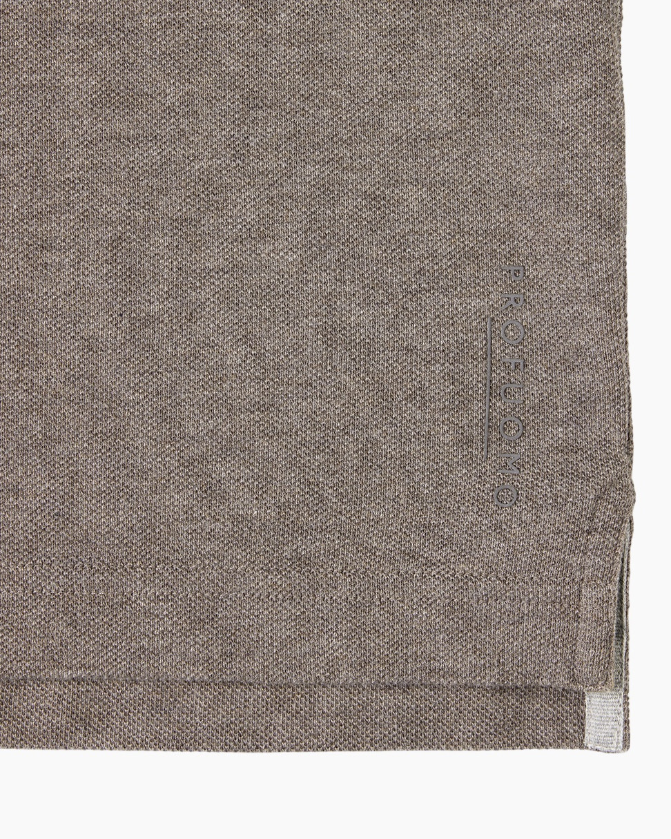 polo shirt, short sleeves, polo collar, knit fabric, beige